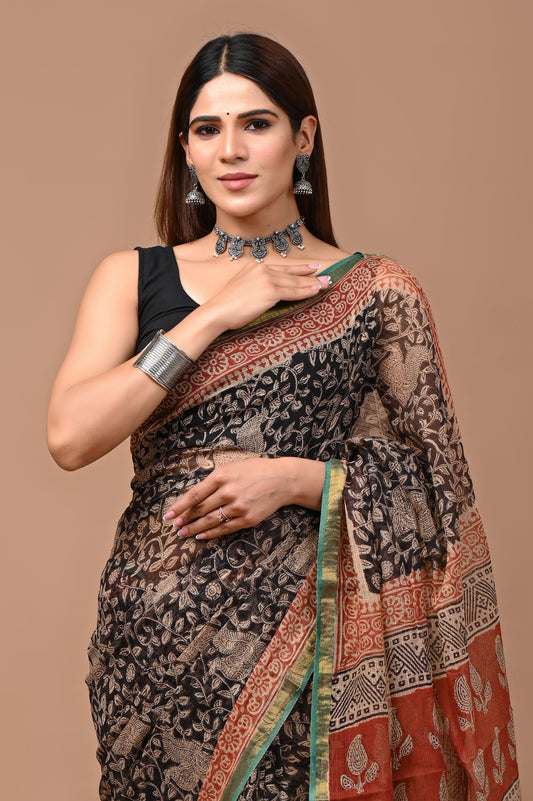 Ebony Blossom Saree