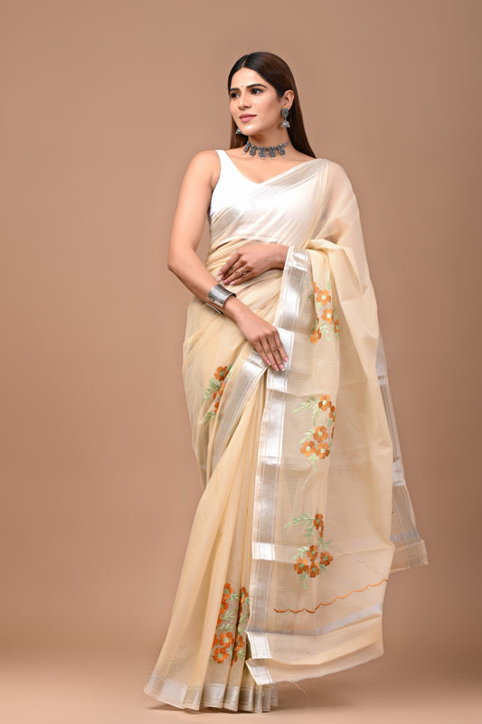 Golden Bloom Saree