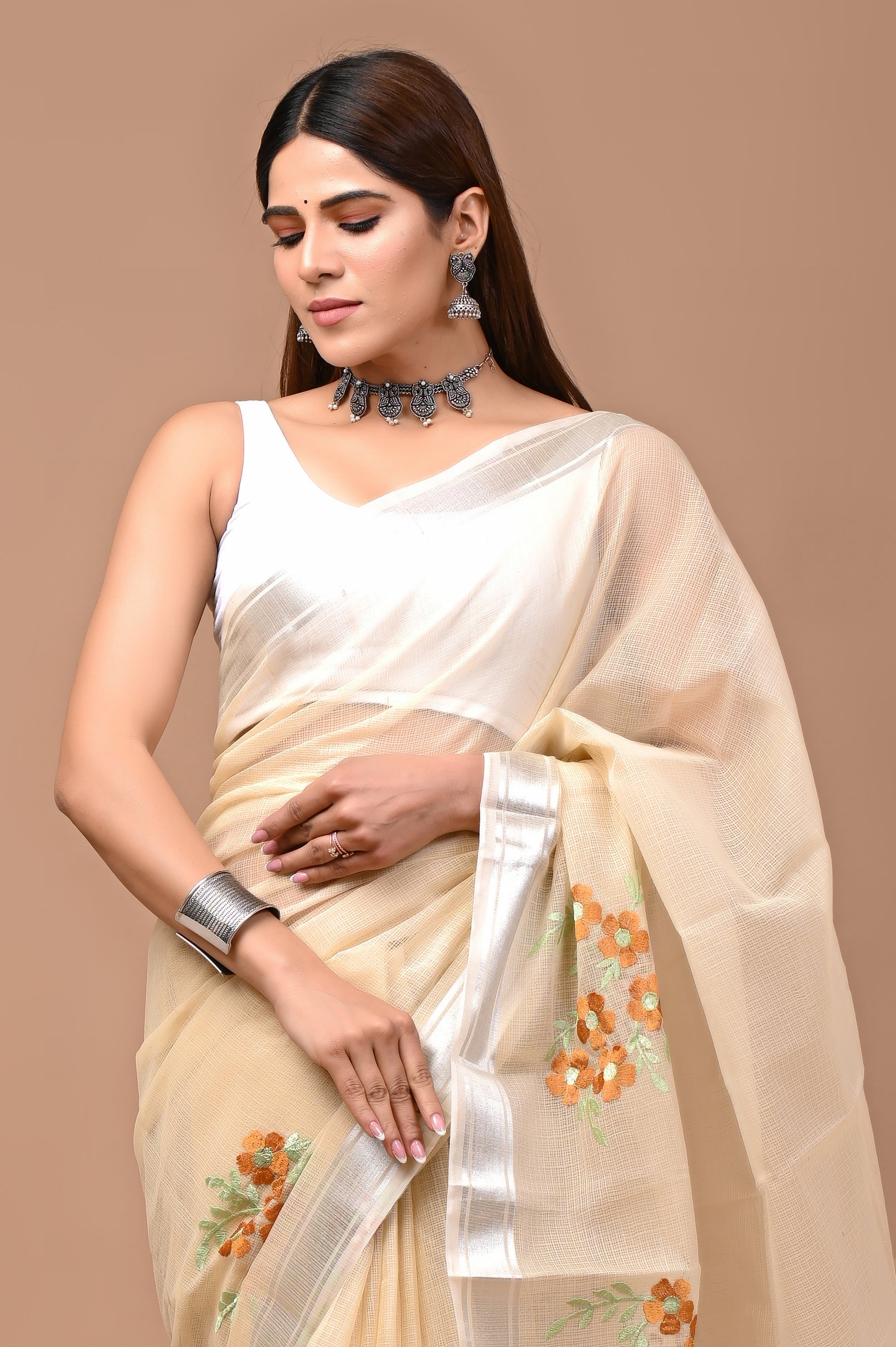 Golden Bloom Saree