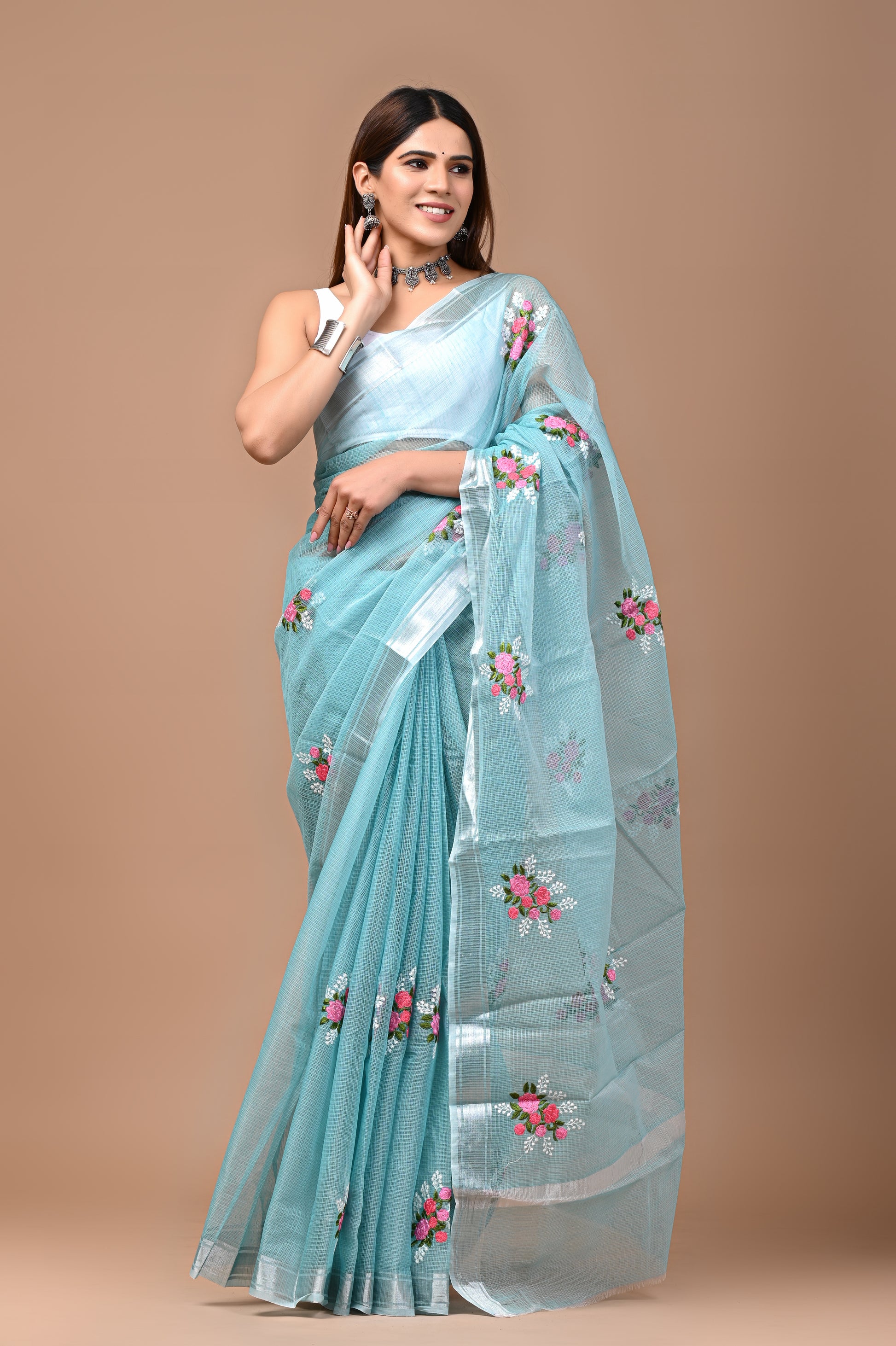 Sky Blossm Saree