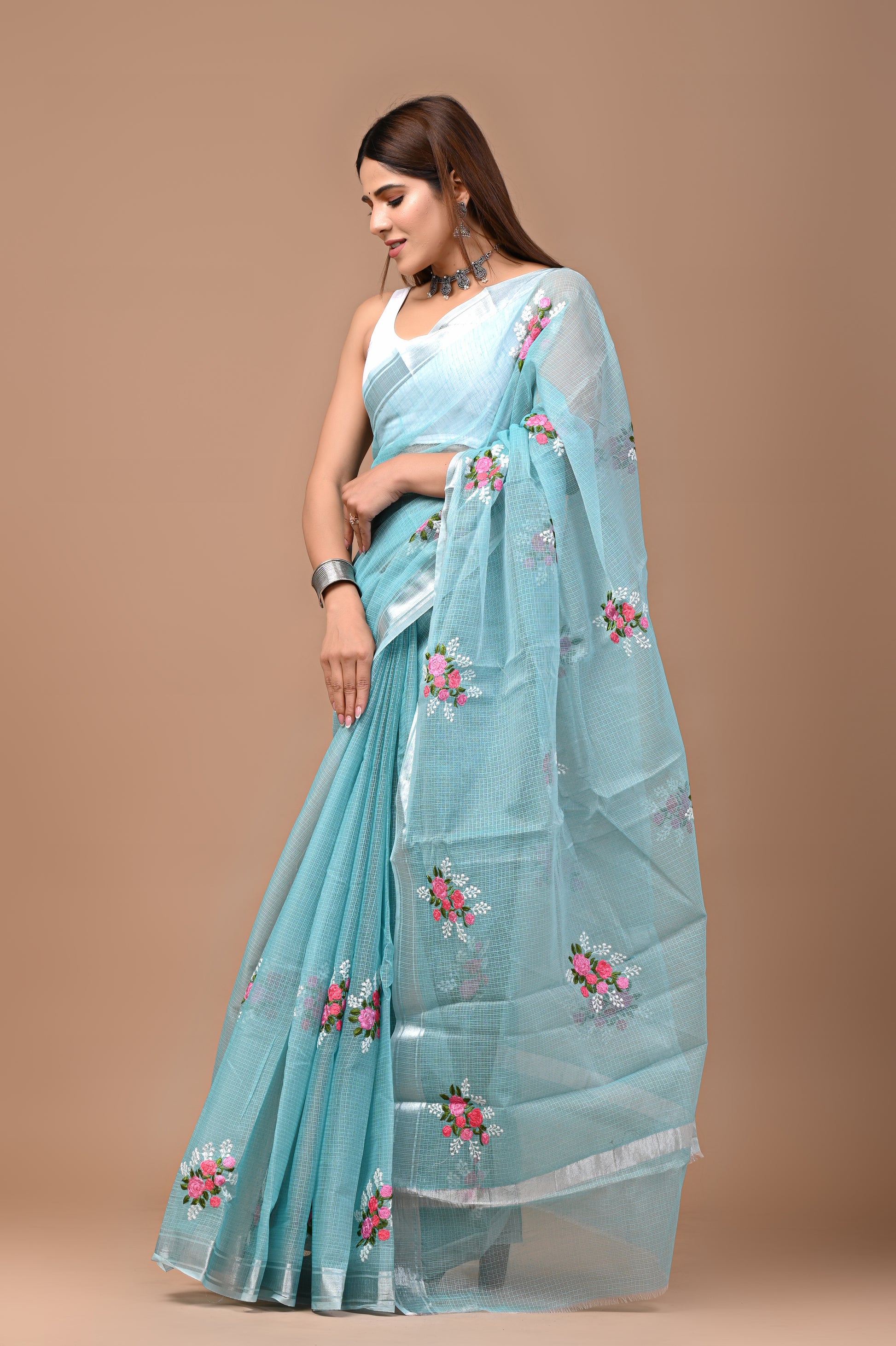 Sky Blossm Saree