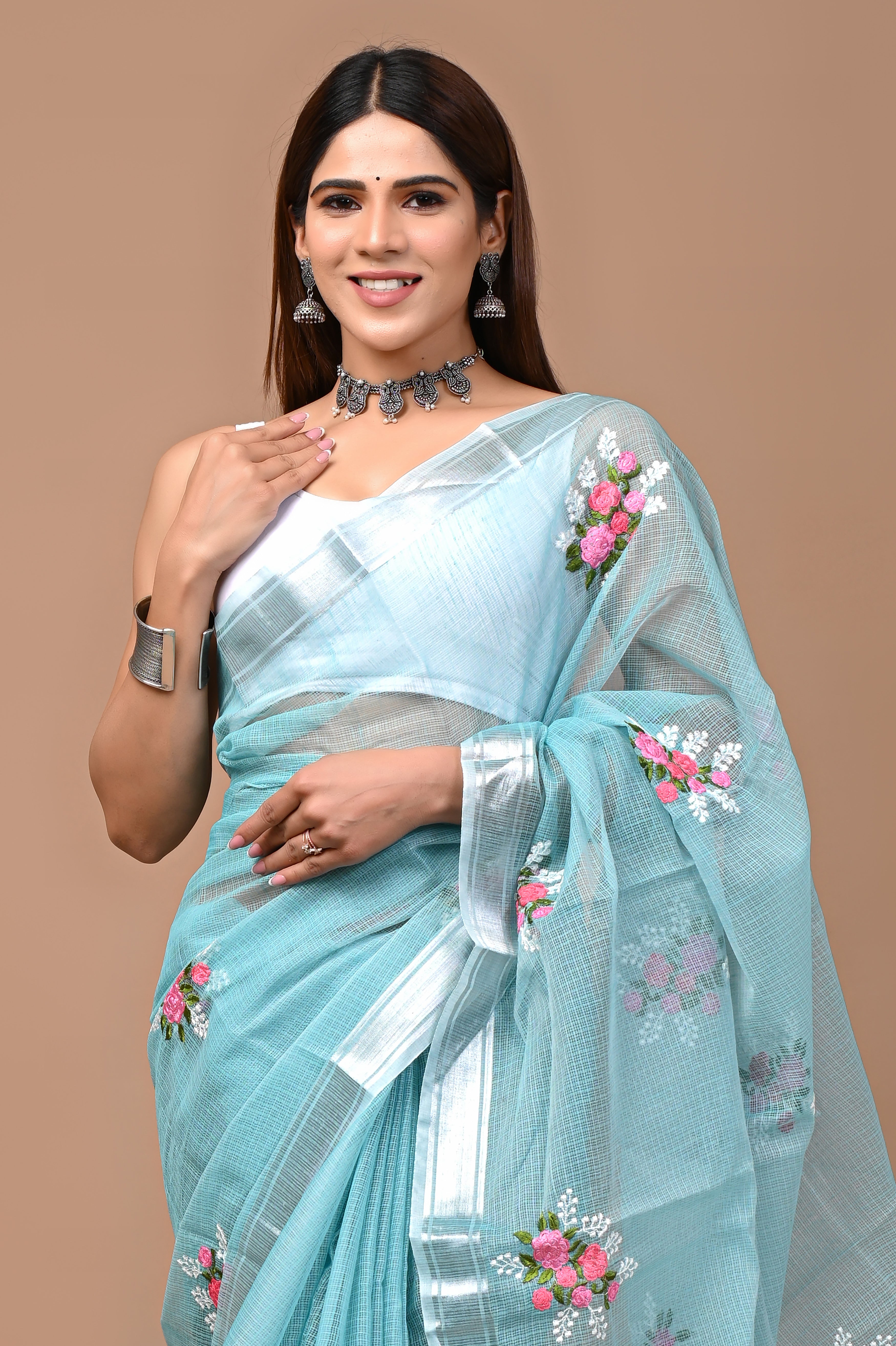 Sky Blossm Saree