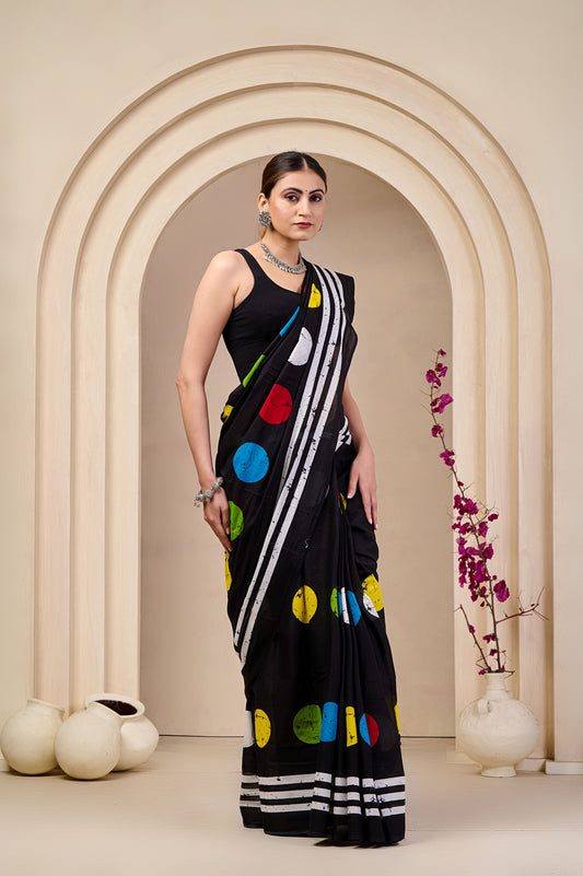 Polka Pulse Mulmul Saree