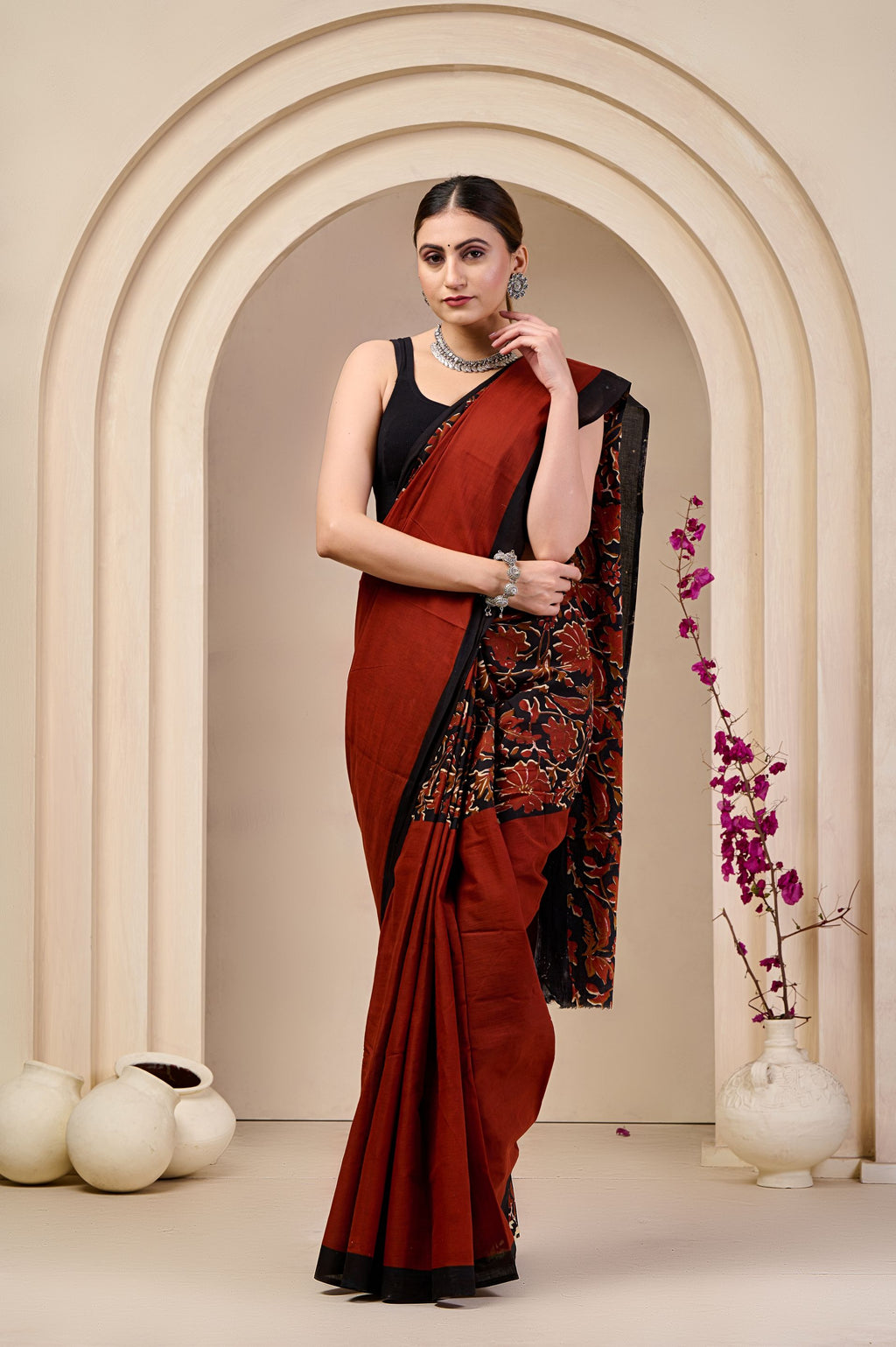 Raven Ruby Mulmul Saree