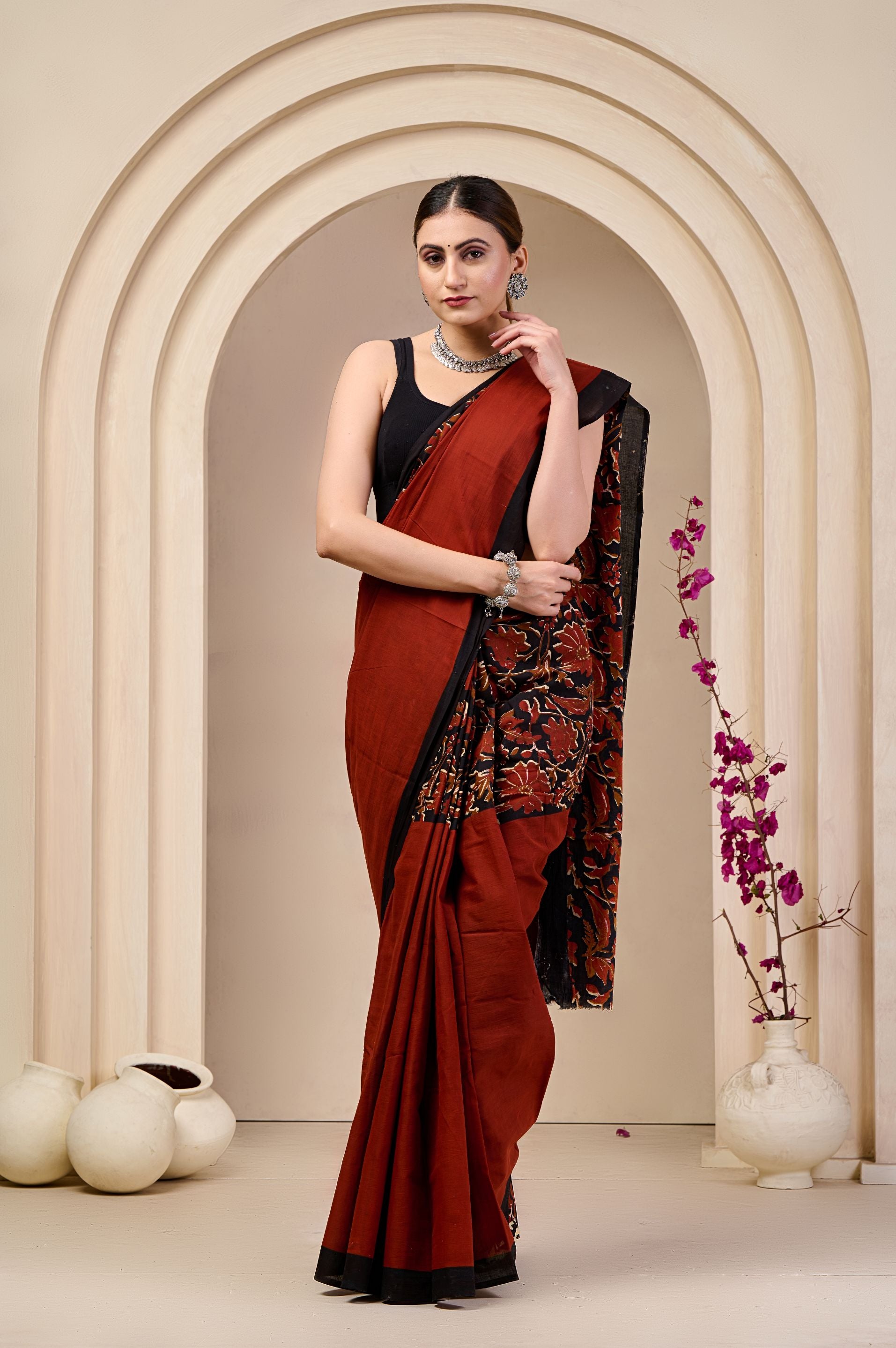 Raven Ruby Mulmul Saree