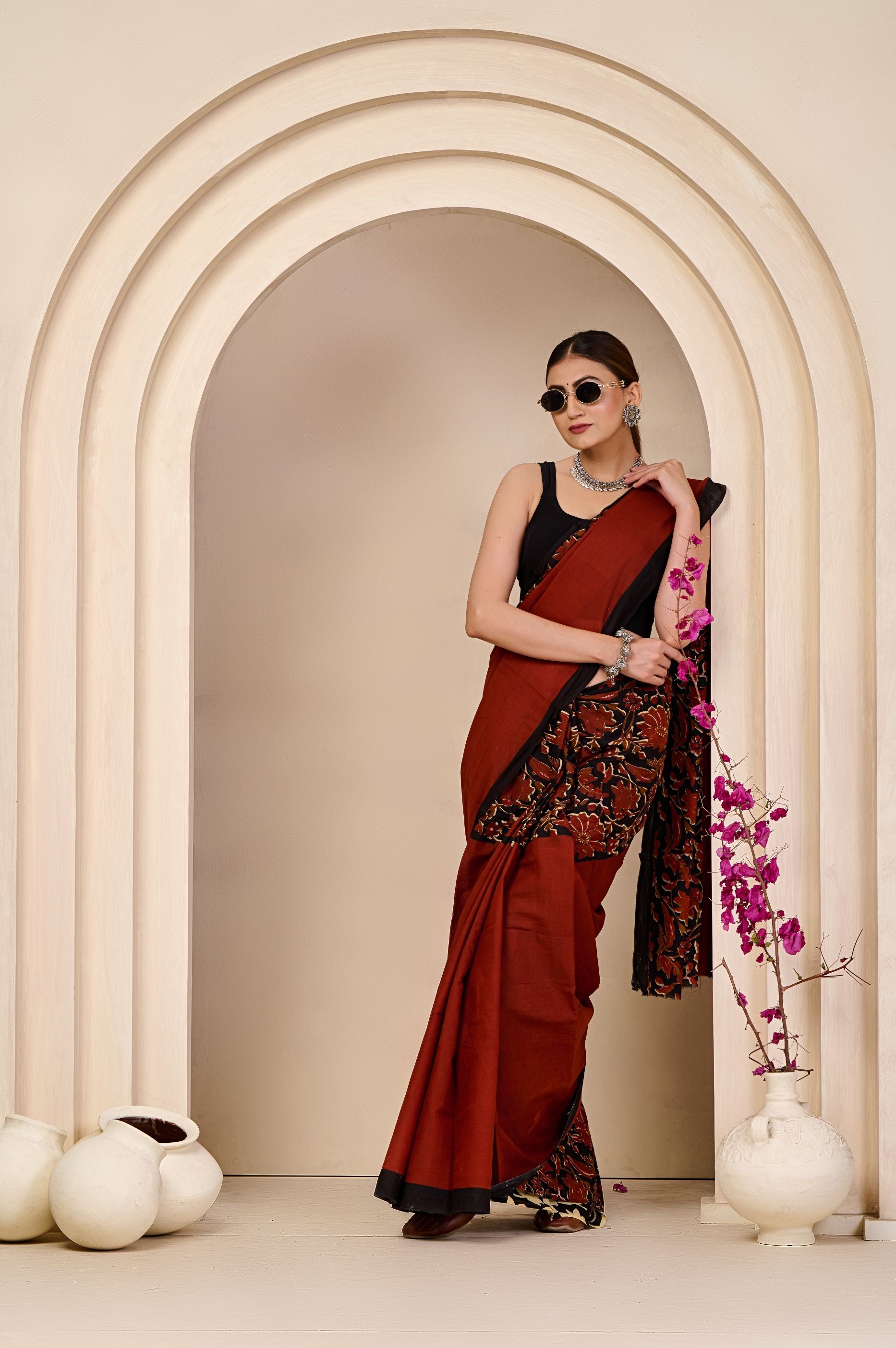 Raven Ruby Mulmul Saree