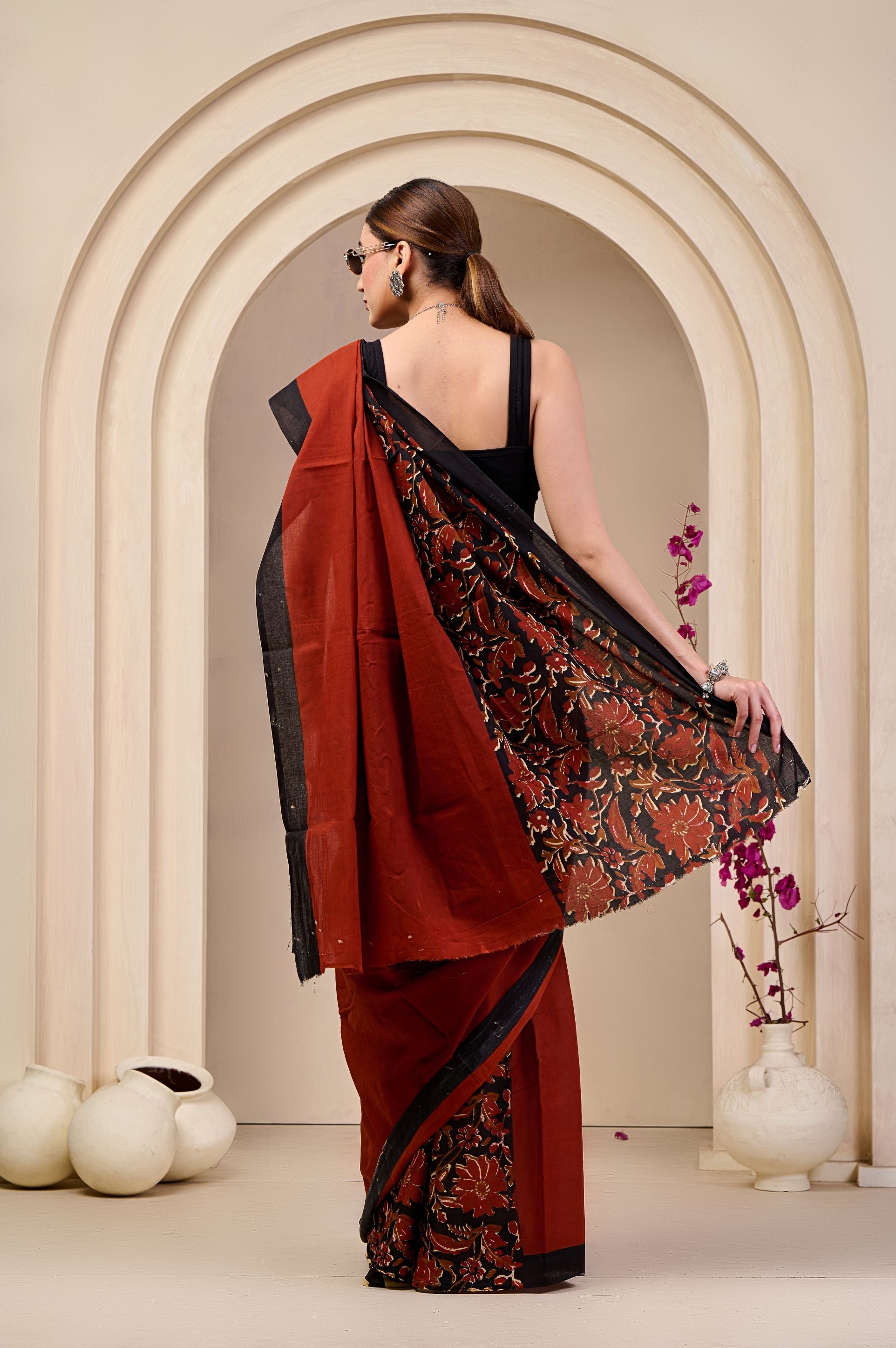Raven Ruby Mulmul Saree