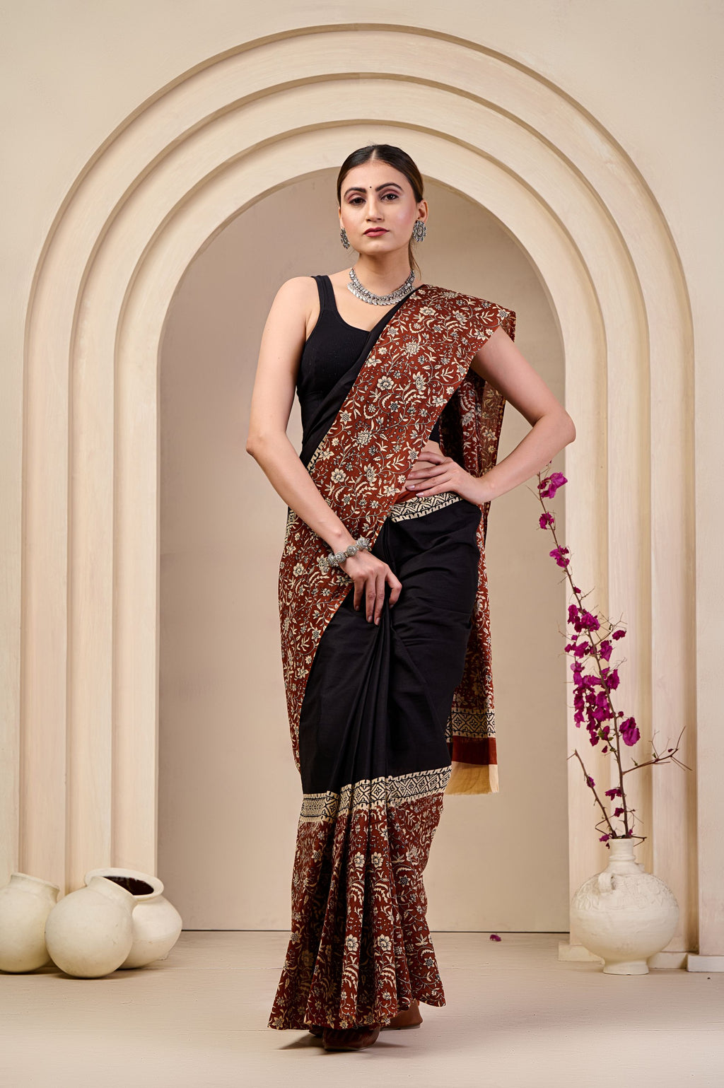 Black Orchid Mulmul Saree