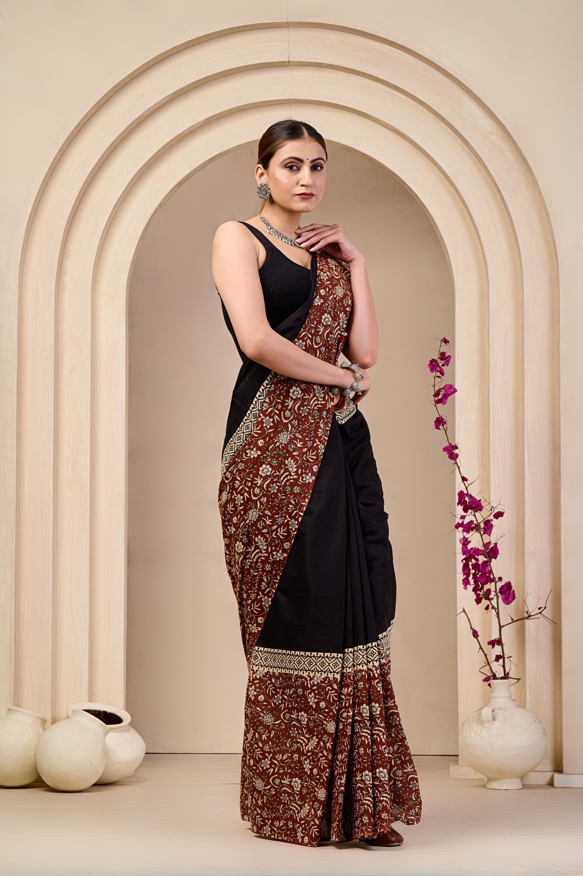 Black Orchid Mulmul Saree