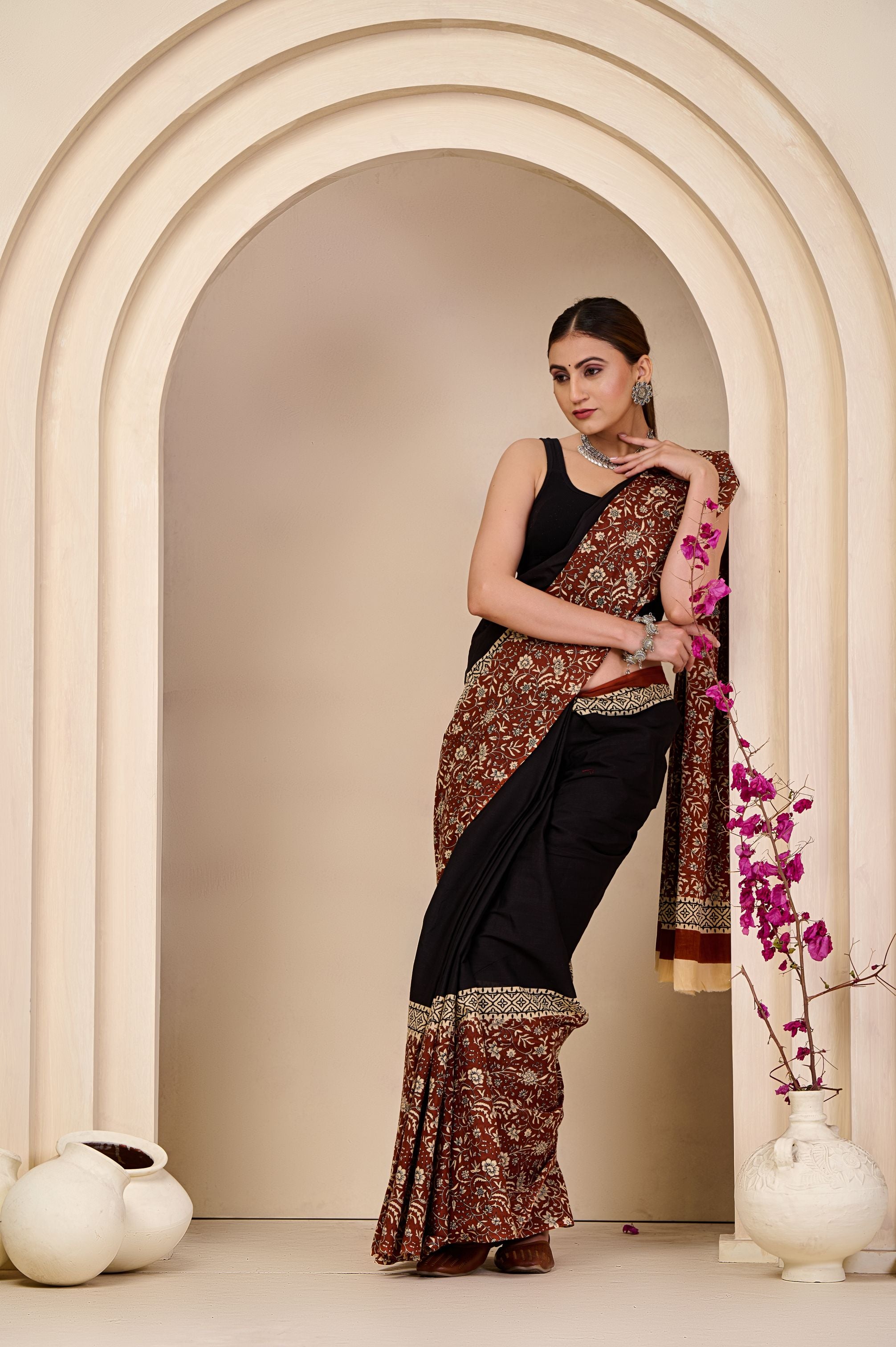 Black Orchid Mulmul Saree