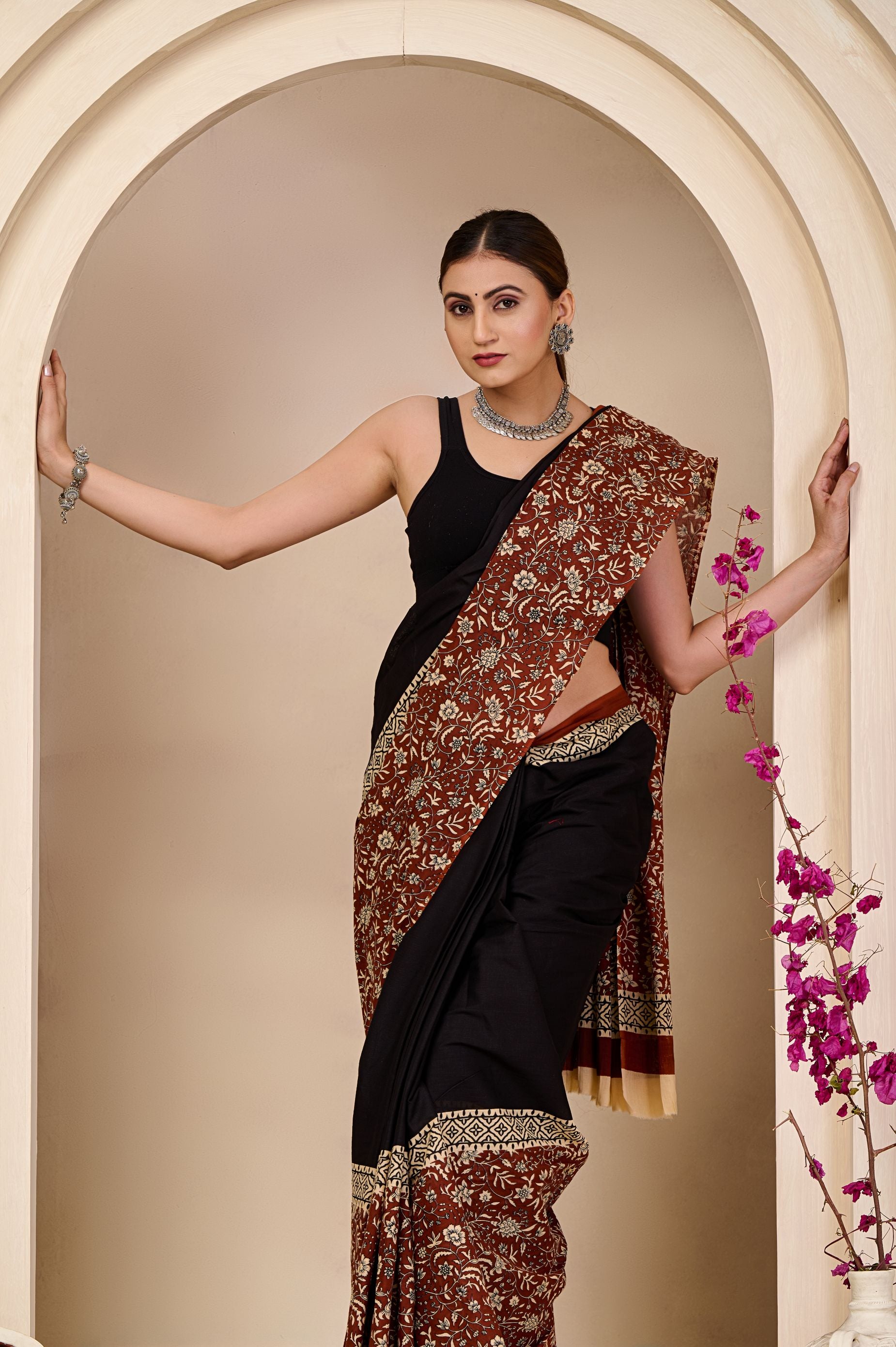 Black Orchid Mulmul Saree