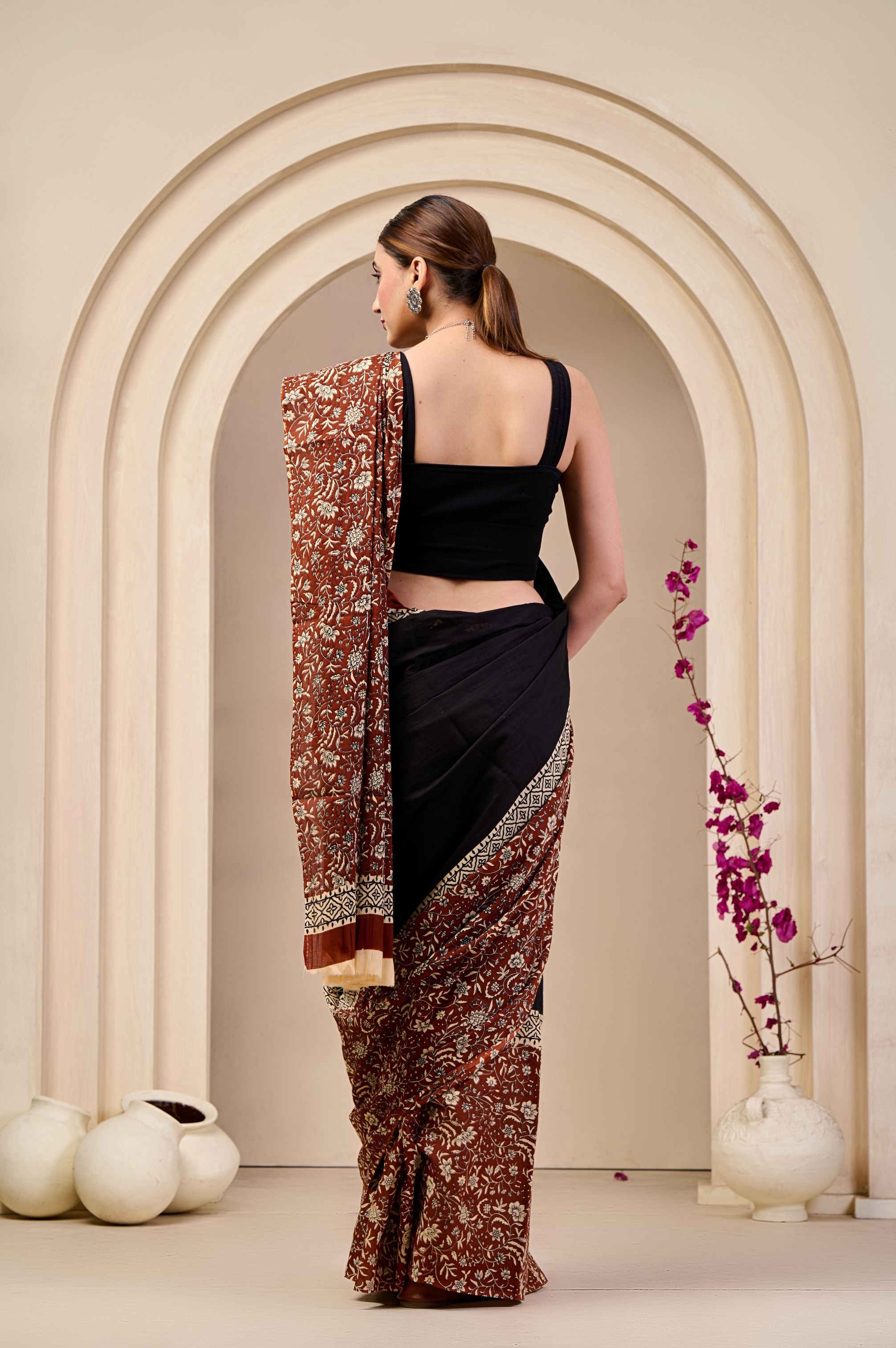 Black Orchid Mulmul Saree
