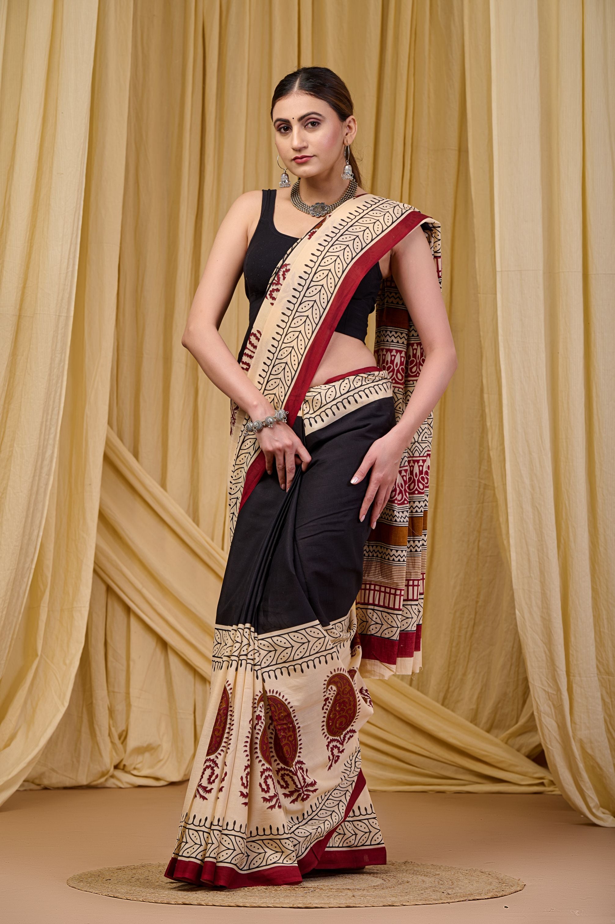 Ebon Veil Mulmul Saree