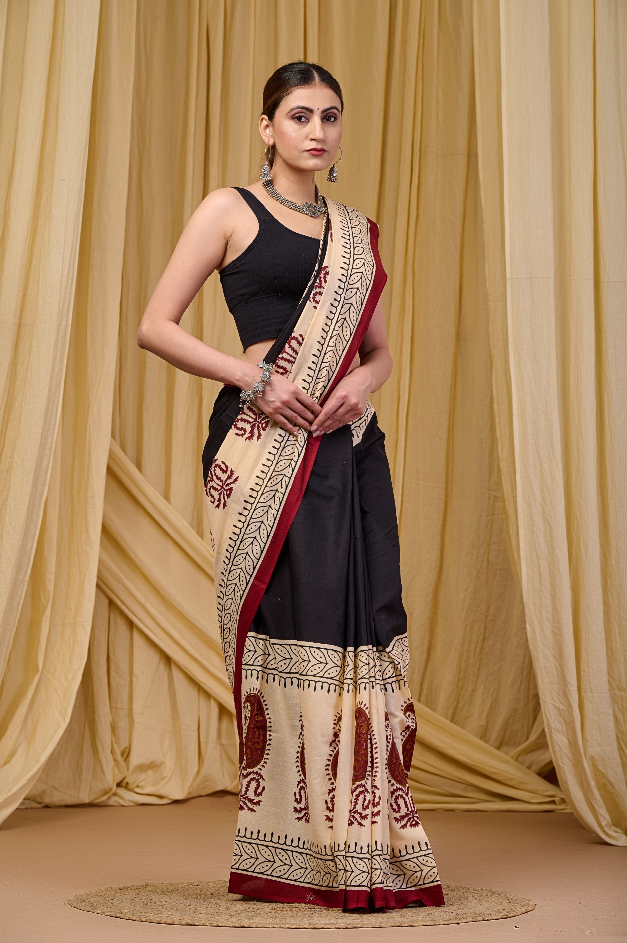 Ebon Veil Mulmul Saree