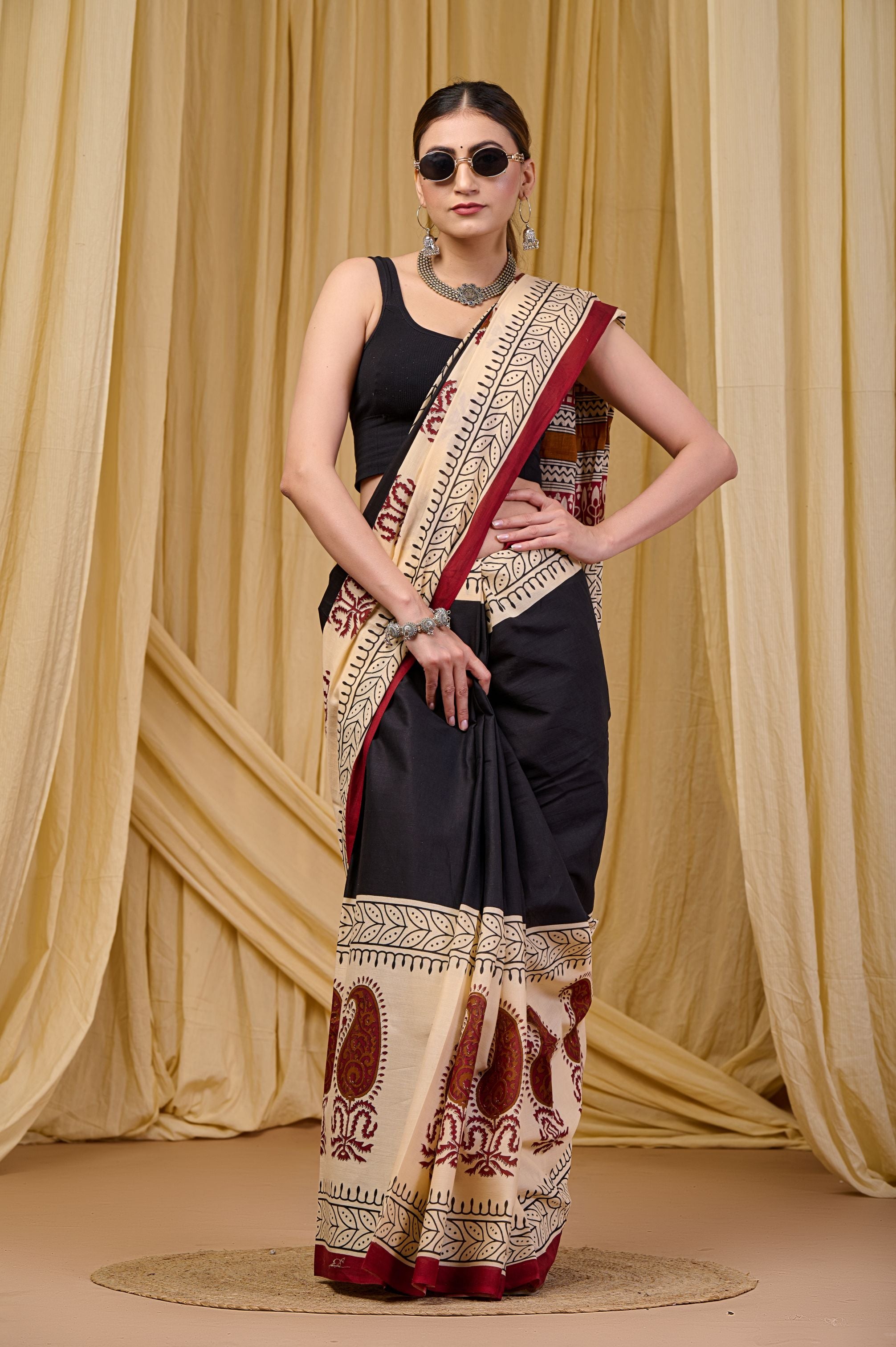 Ebon Veil Mulmul Saree