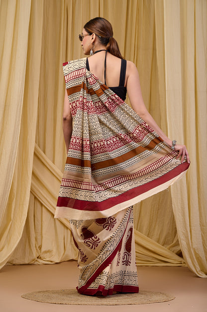 Ebon Veil Mulmul Saree