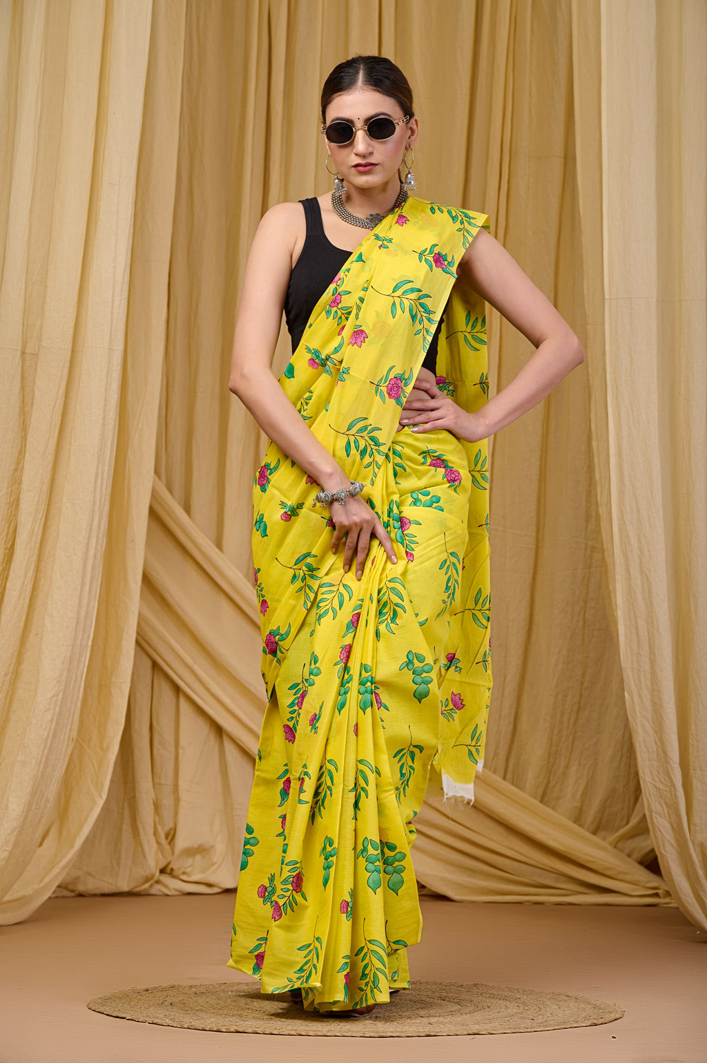 Marigold Muse Mulmul Saree