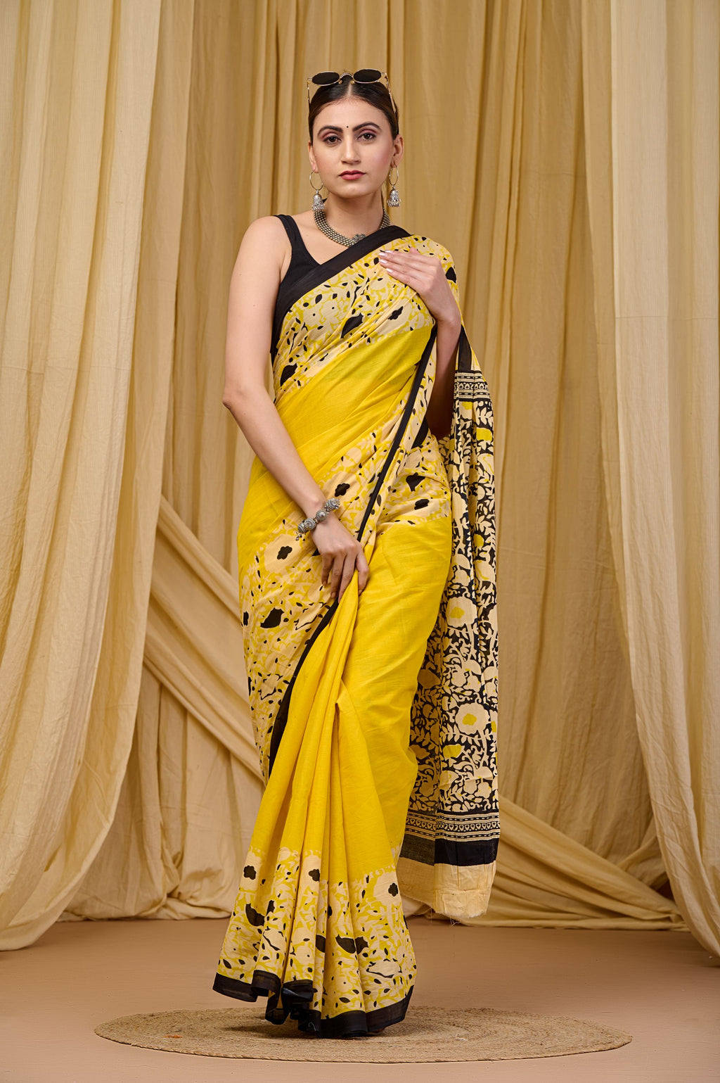 Lemon Lush Mulmul Saree