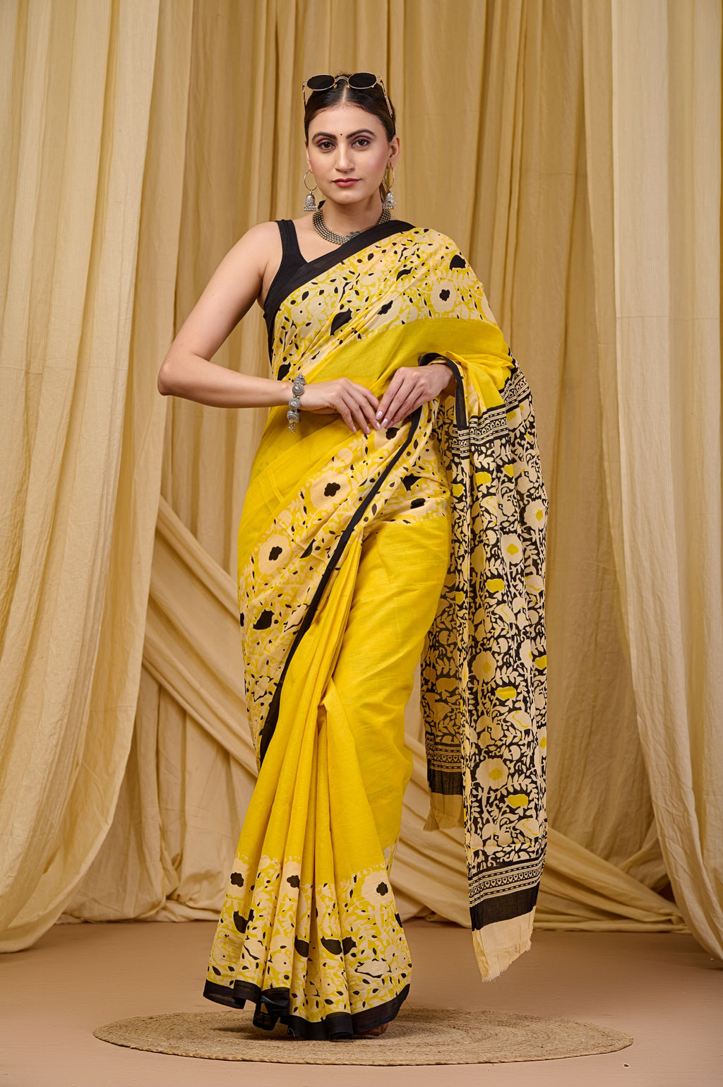 Lemon Lush Mulmul Saree