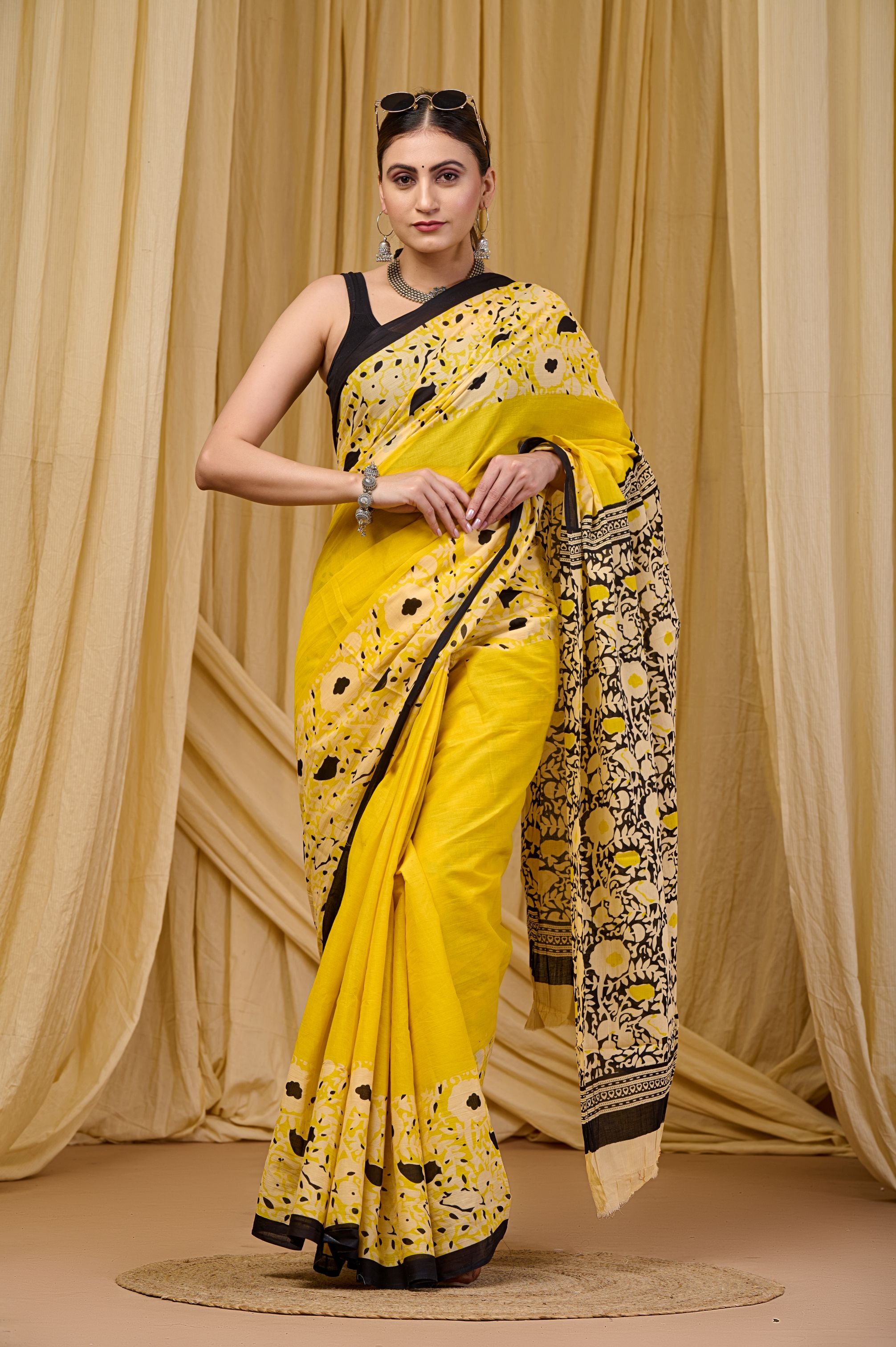 Lemon Lush Mulmul Saree