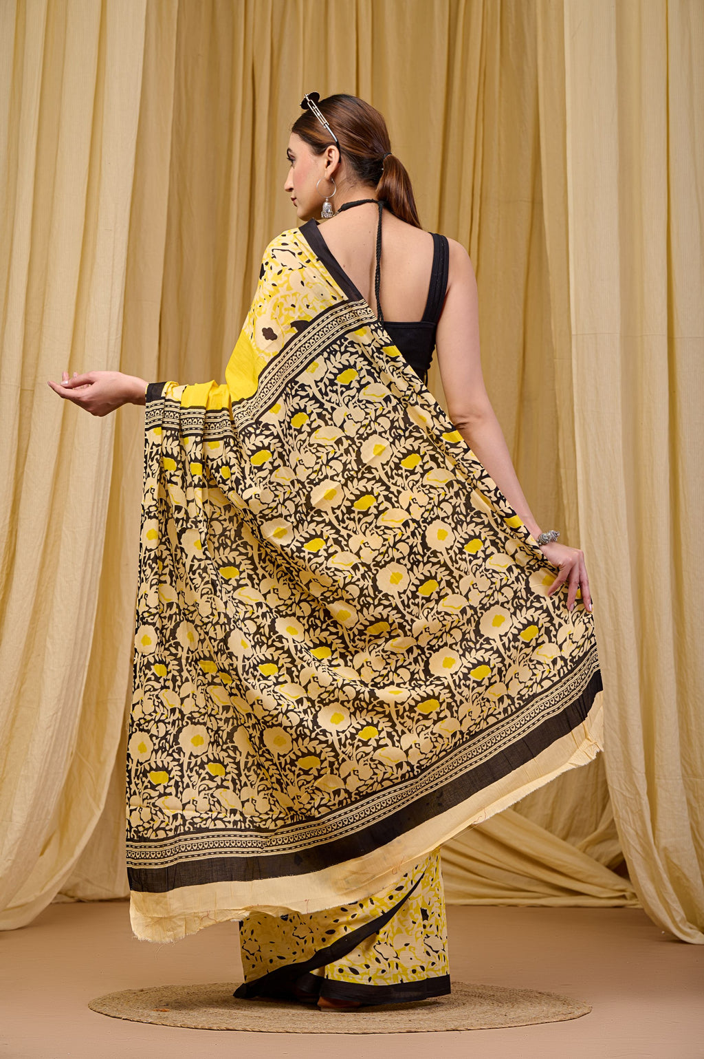 Lemon Lush Mulmul Saree