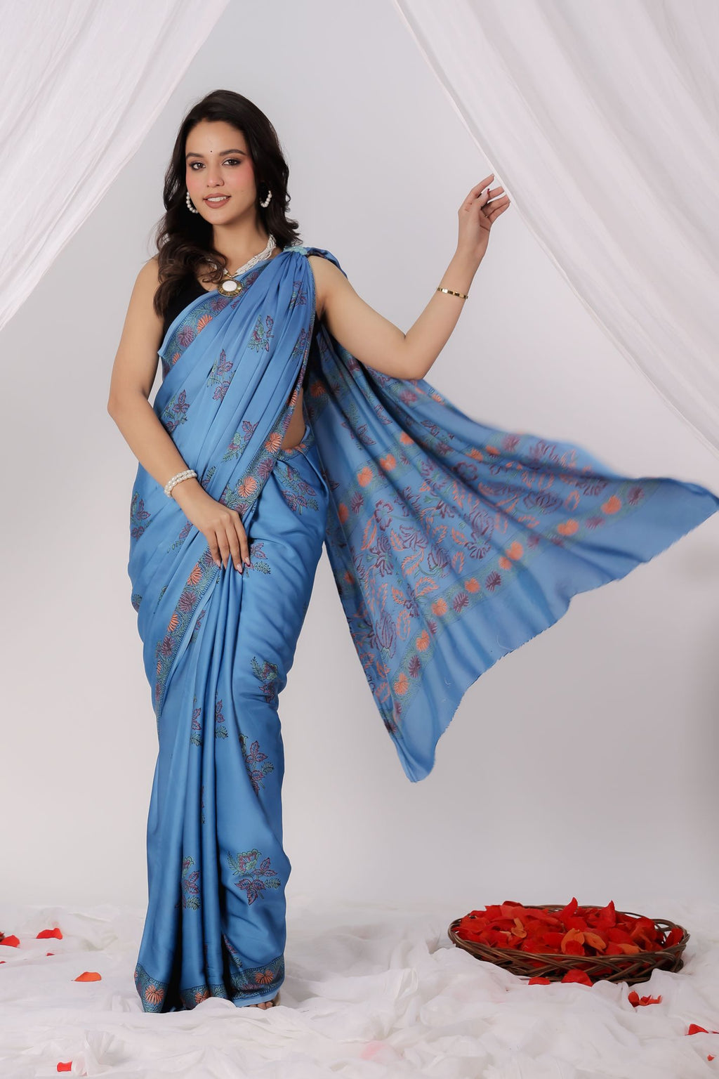 Celestine Blue modal saree