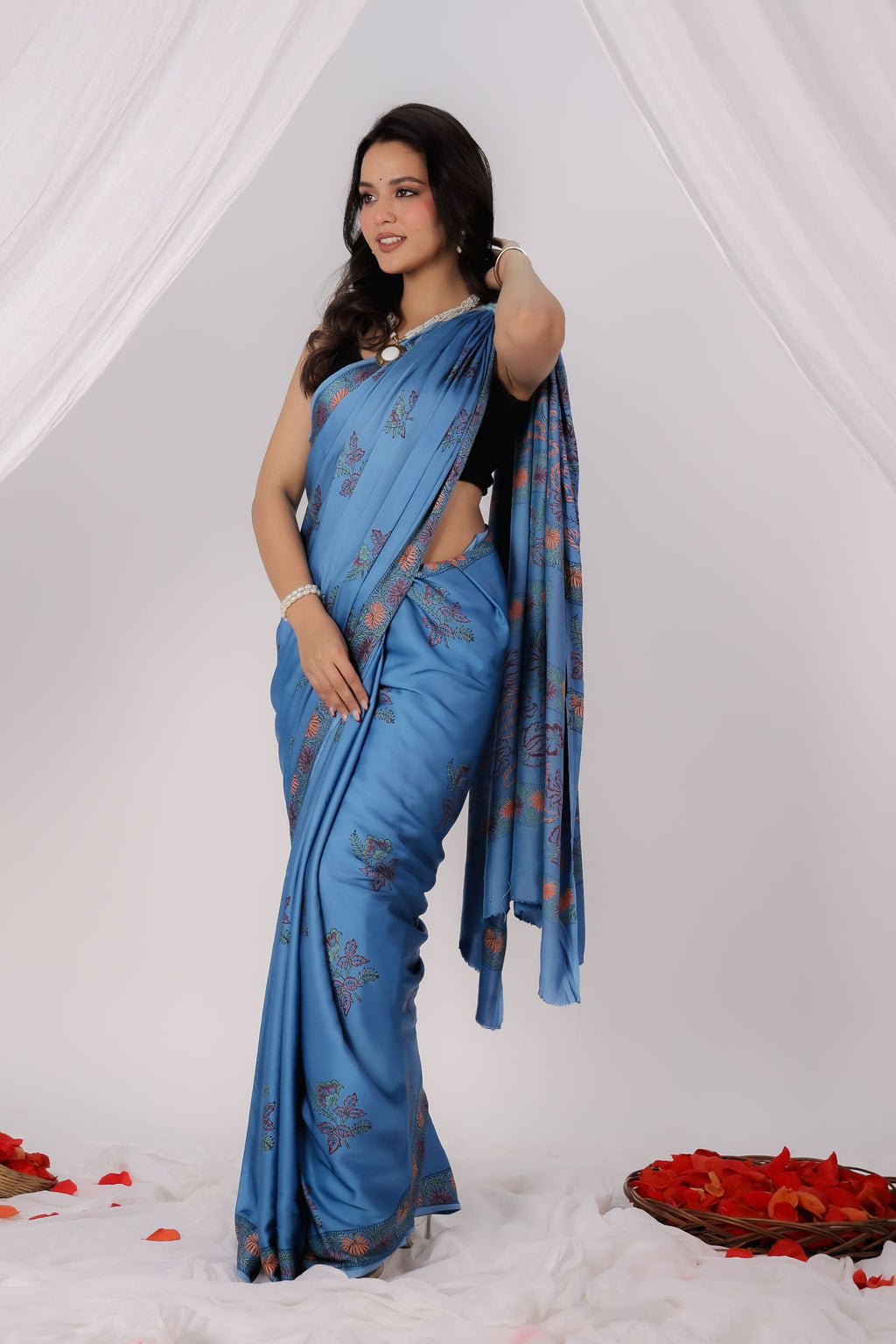 Celestine Blue modal saree