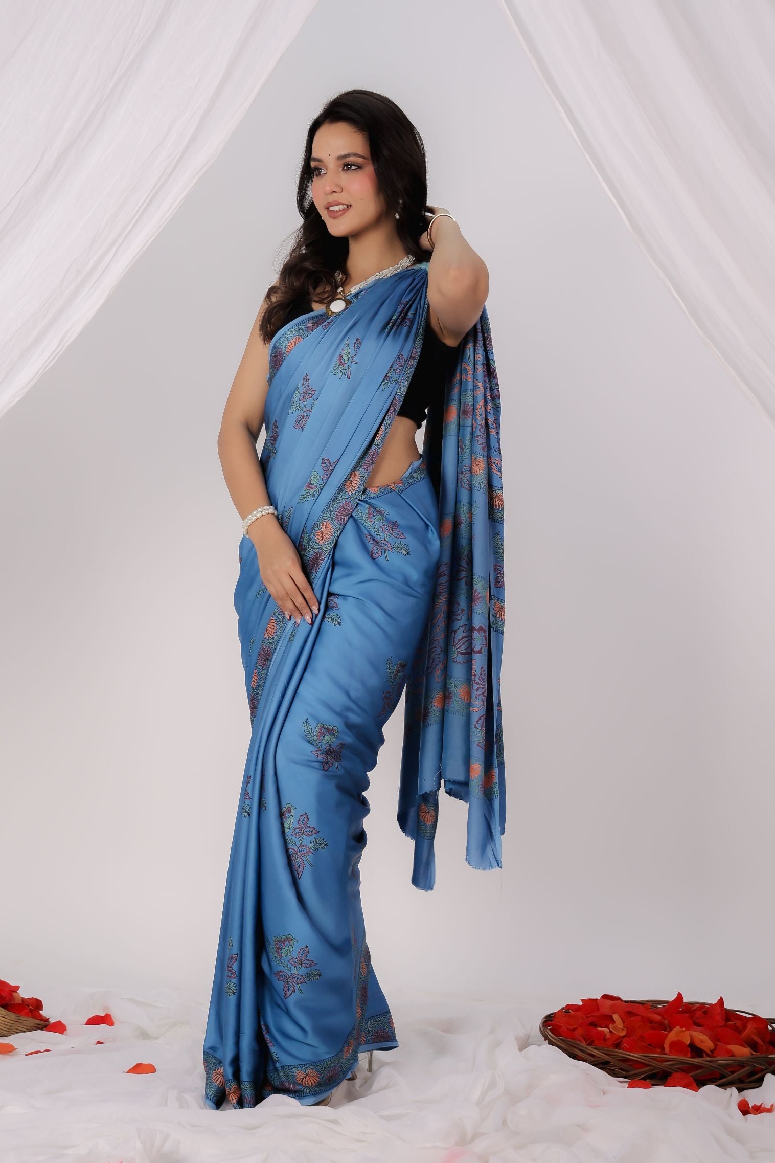 Celestine Blue modal saree