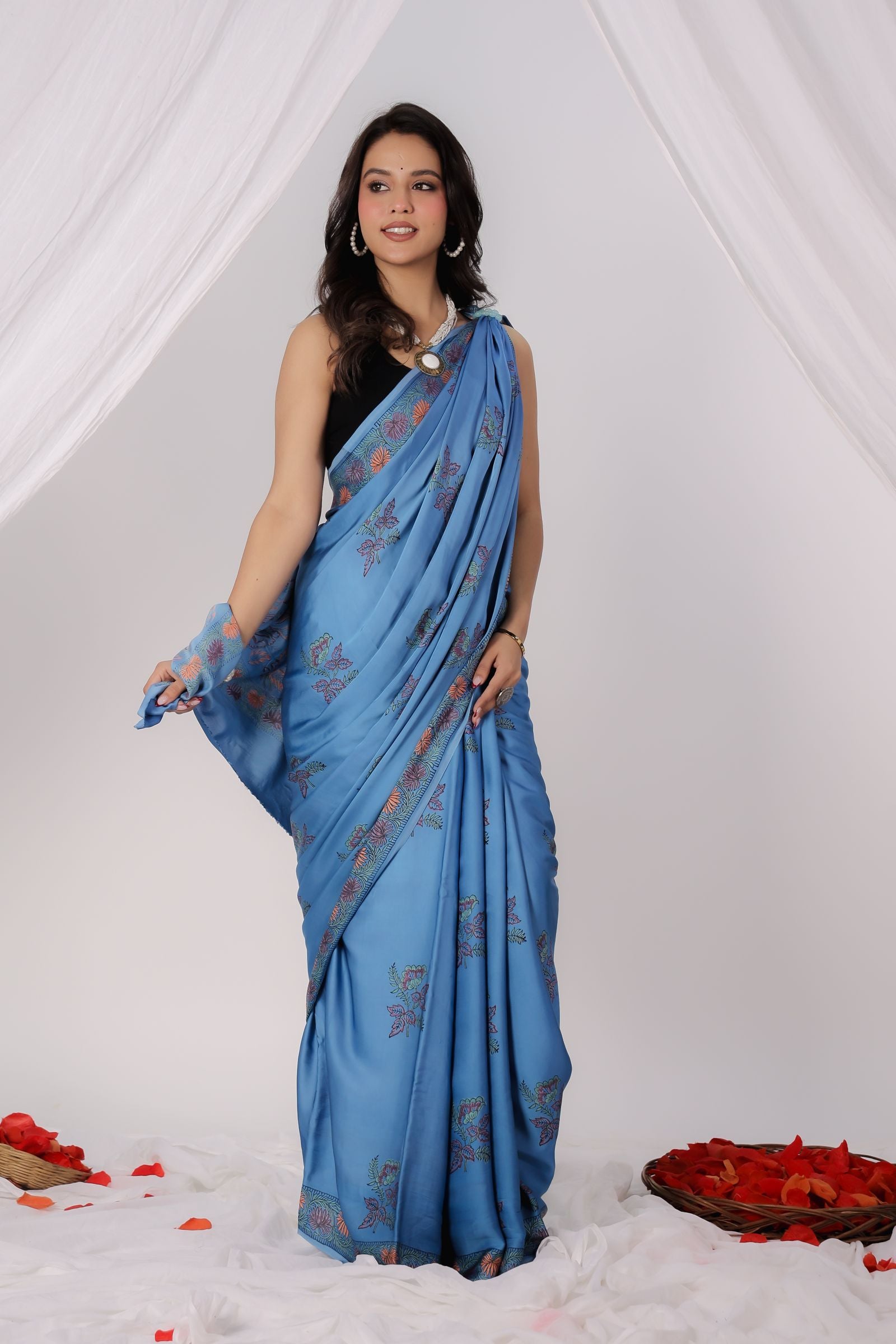 Celestine Blue modal saree