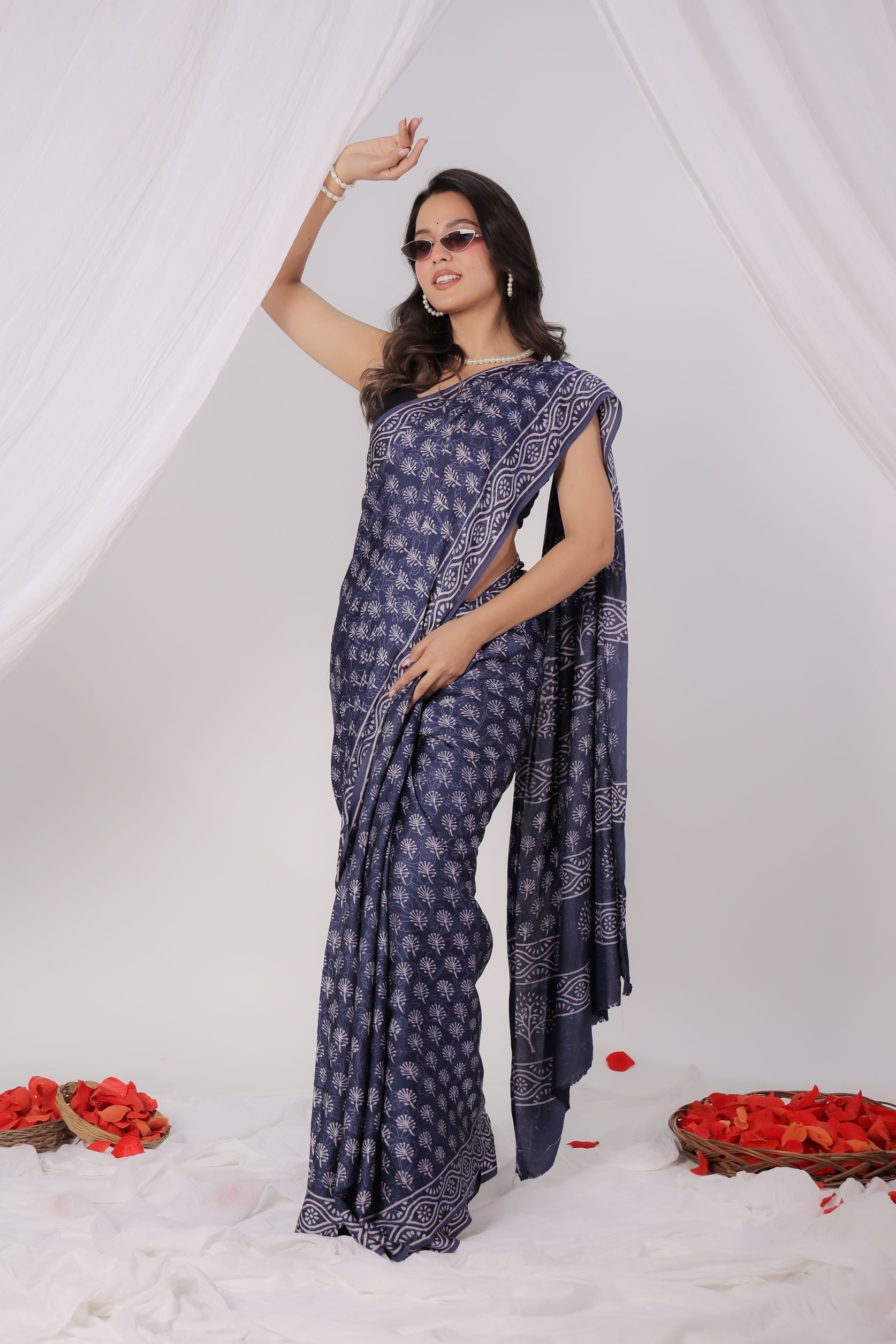 Floral Noir Modal Saree