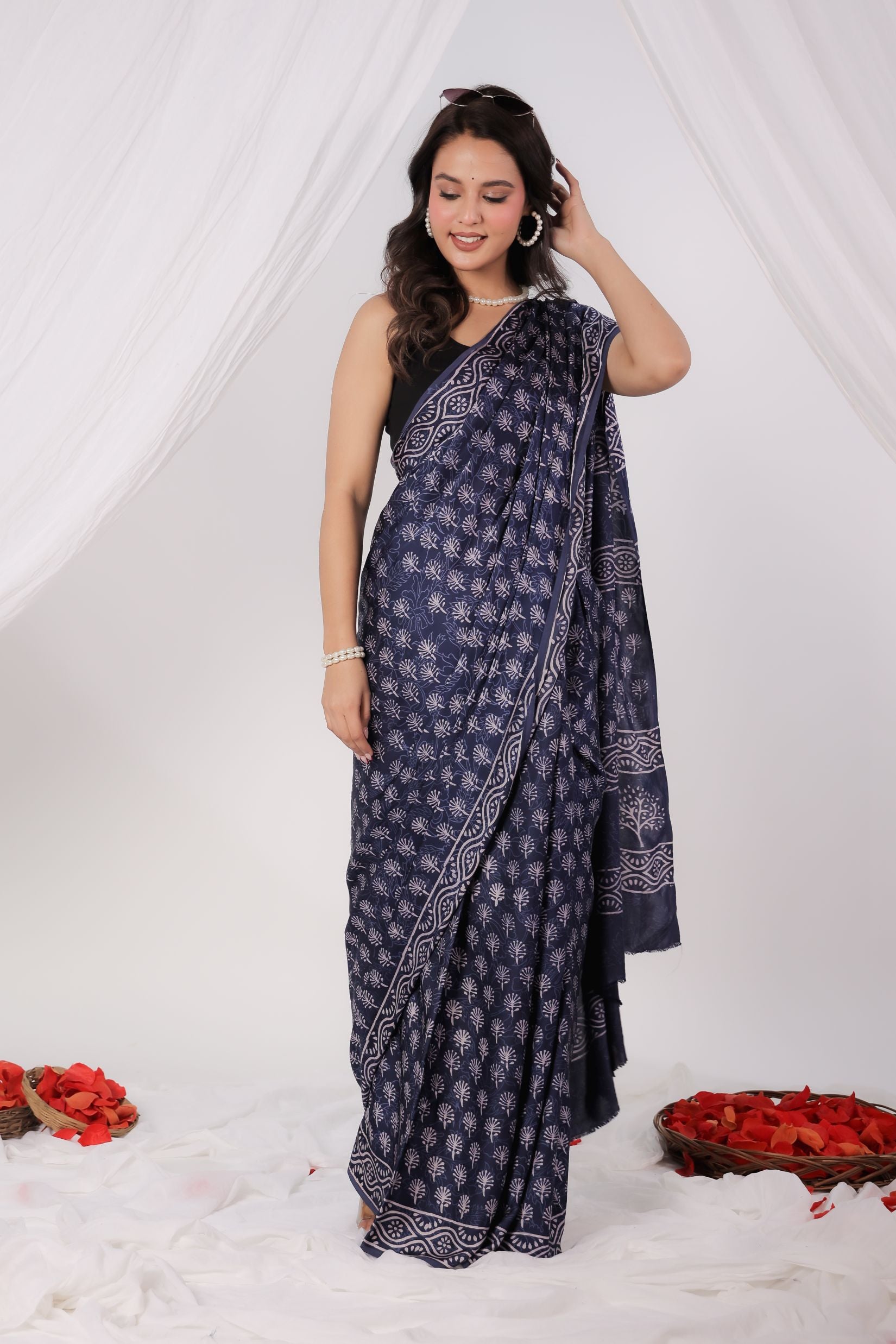 Floral Noir Modal Saree