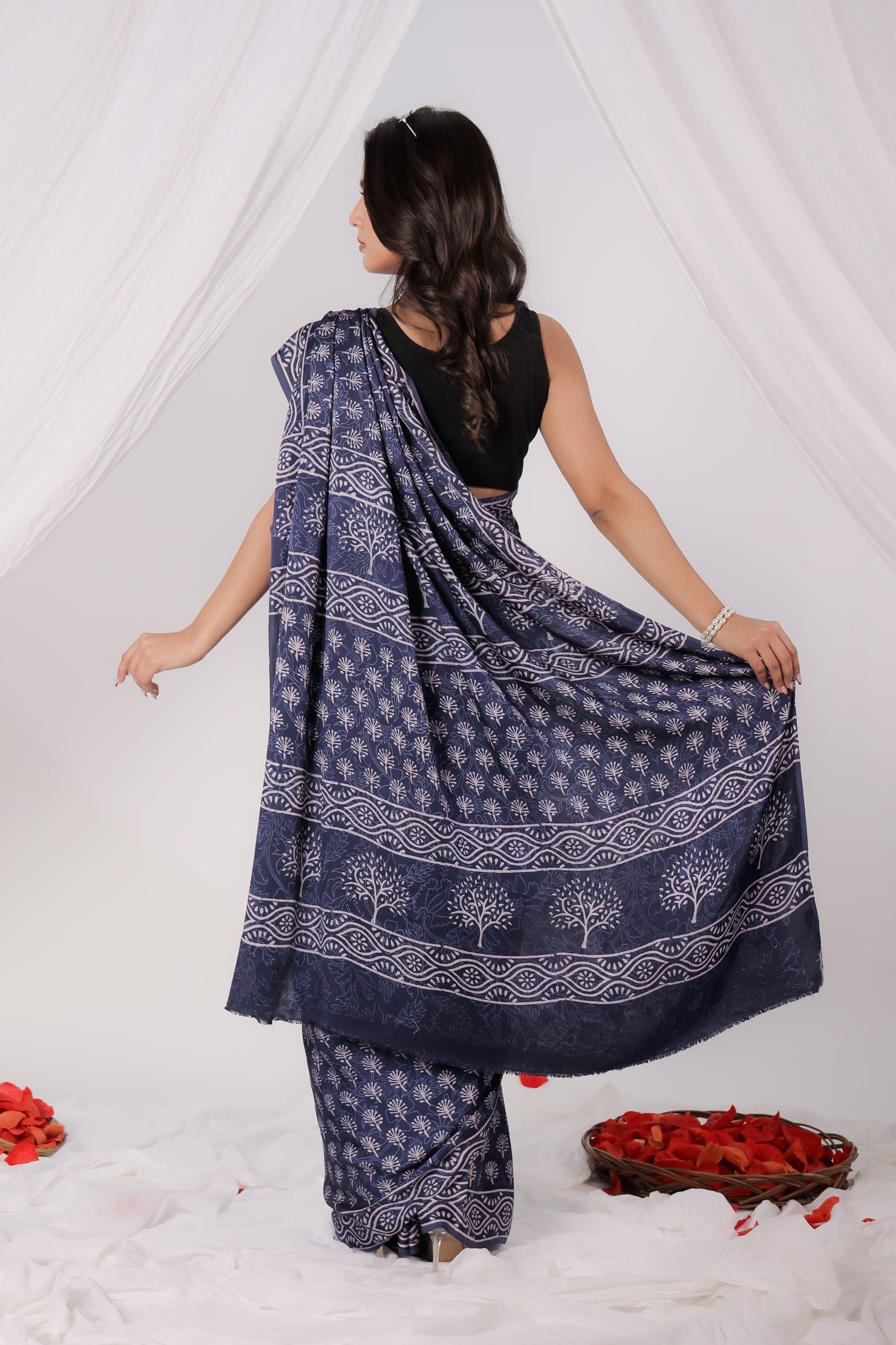 Floral Noir Modal Saree