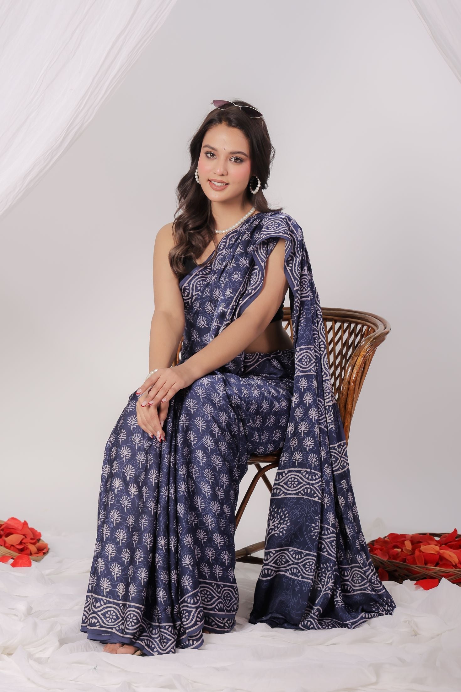Floral Noir Modal Saree