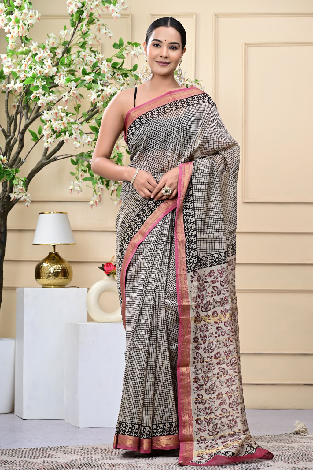 Chic Streak Blockprinted Saree