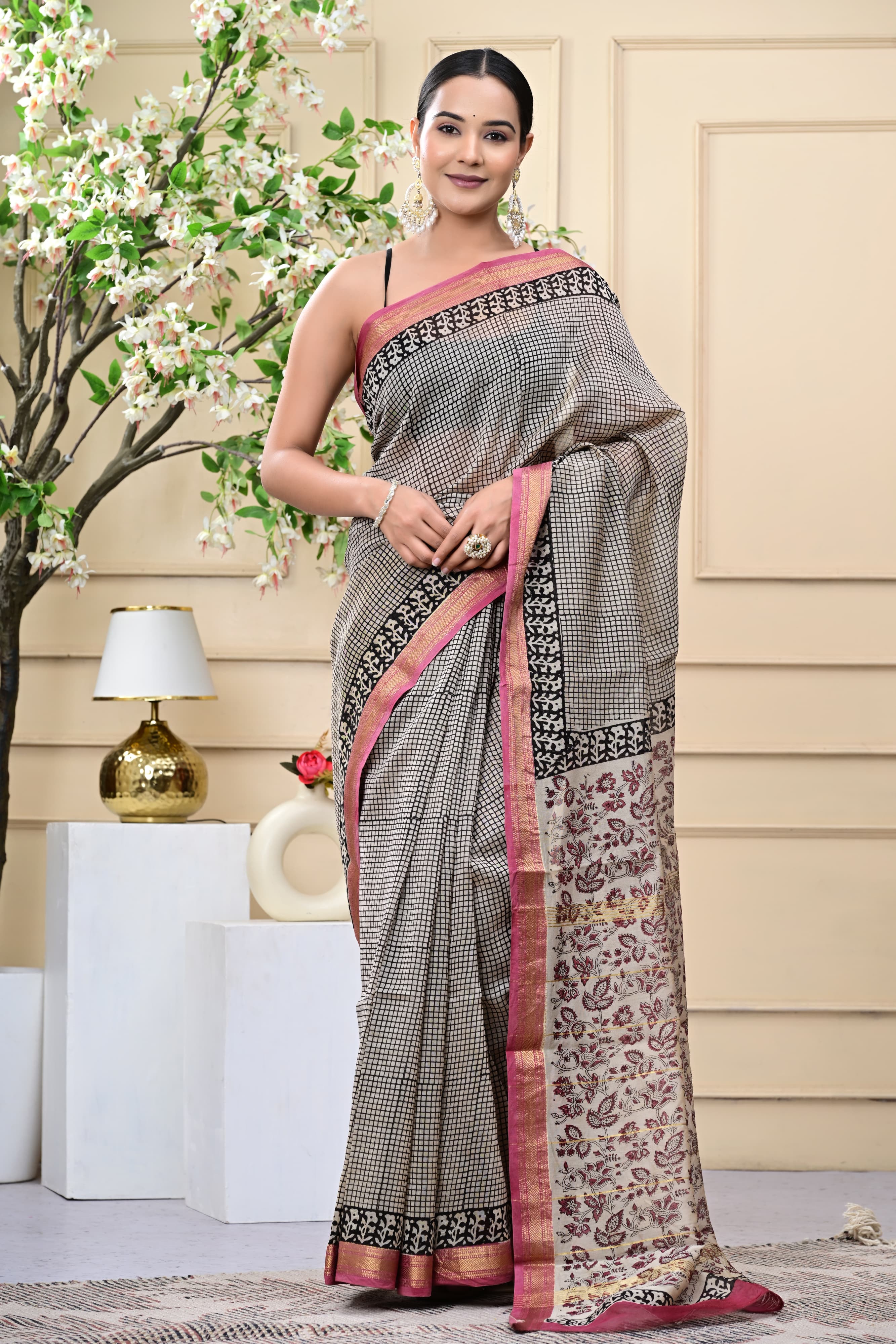 Chic Streak Blockprinted Saree