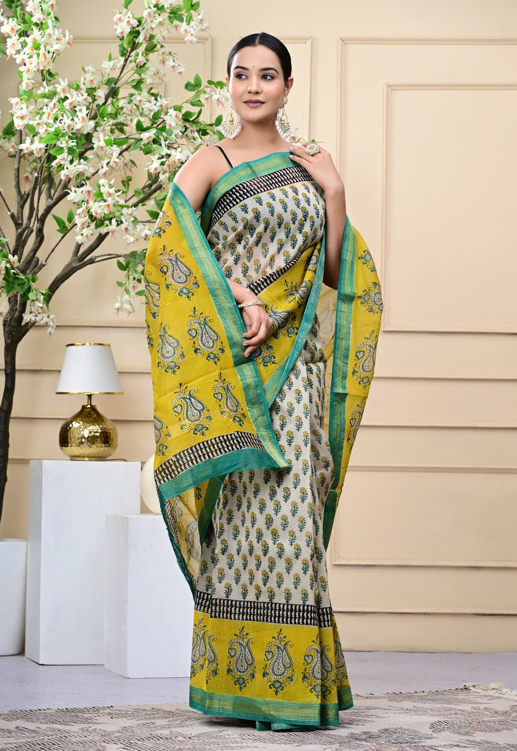 Artisan Aura Blockprinted Saree