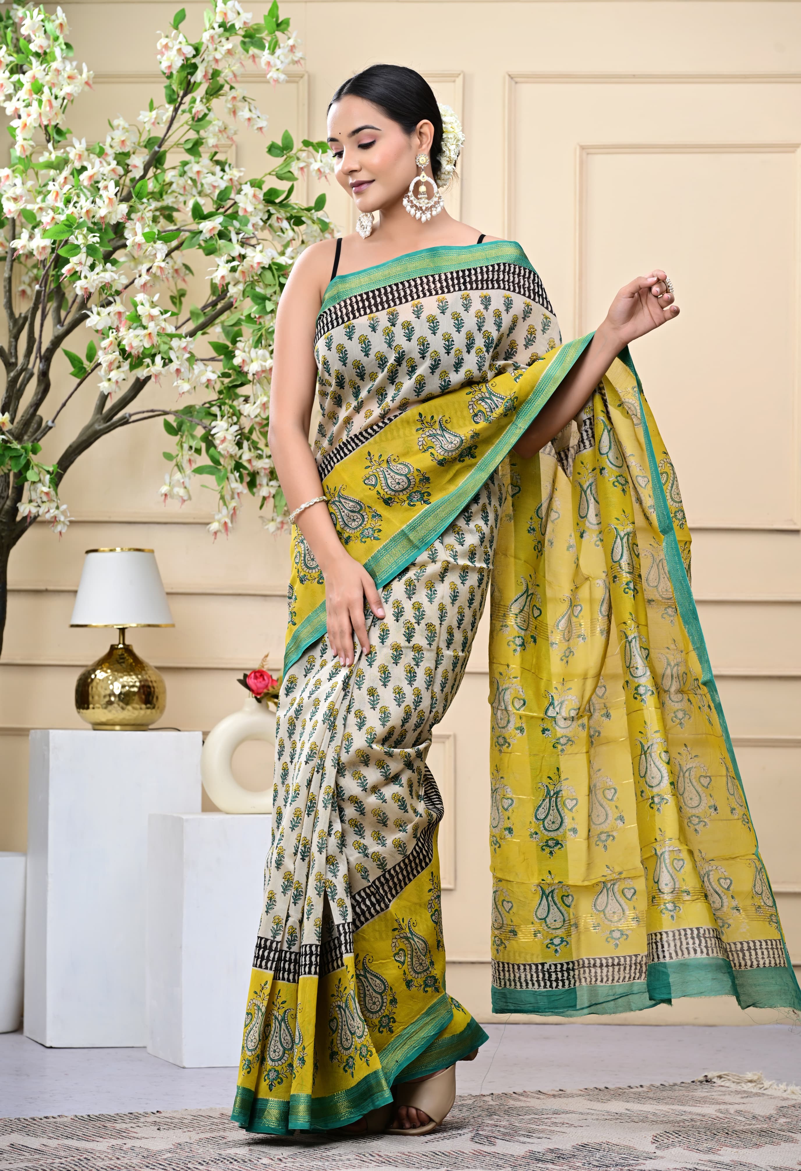 Artisan Aura Blockprinted Saree