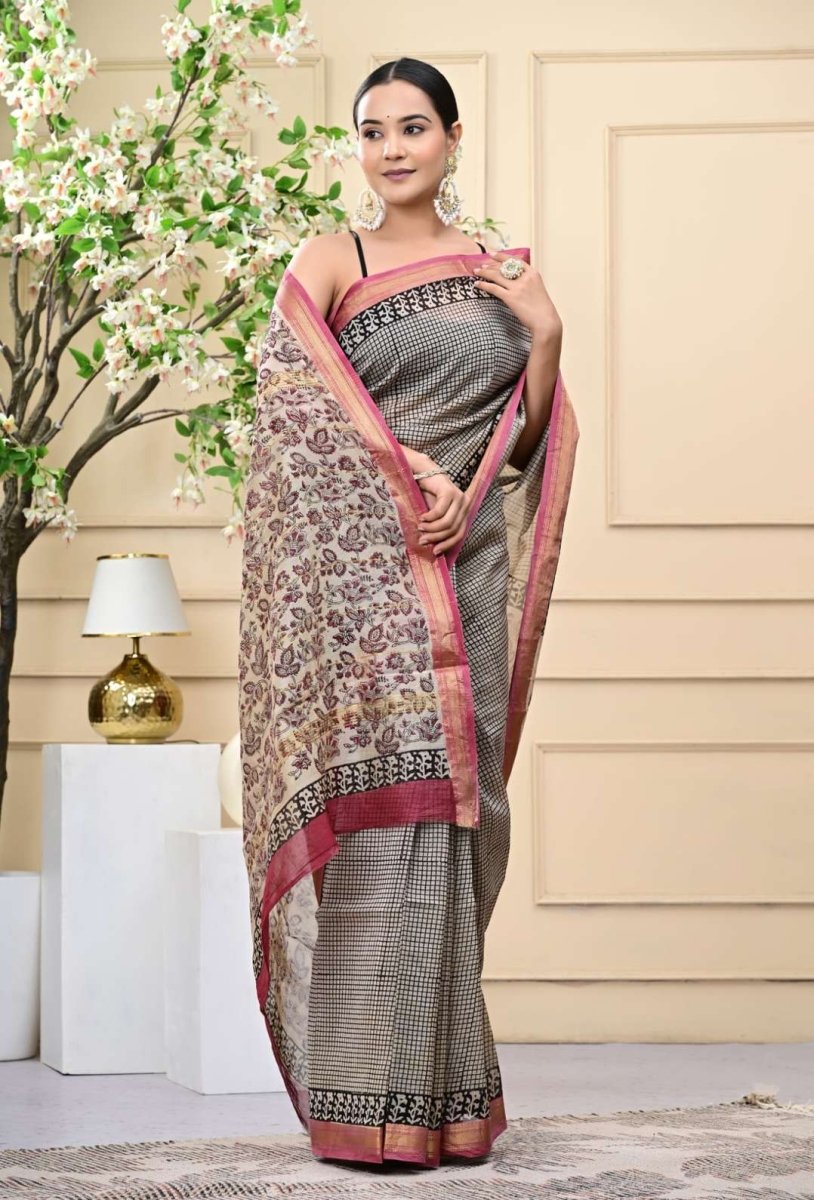 Chic Streak Blockprinted Saree