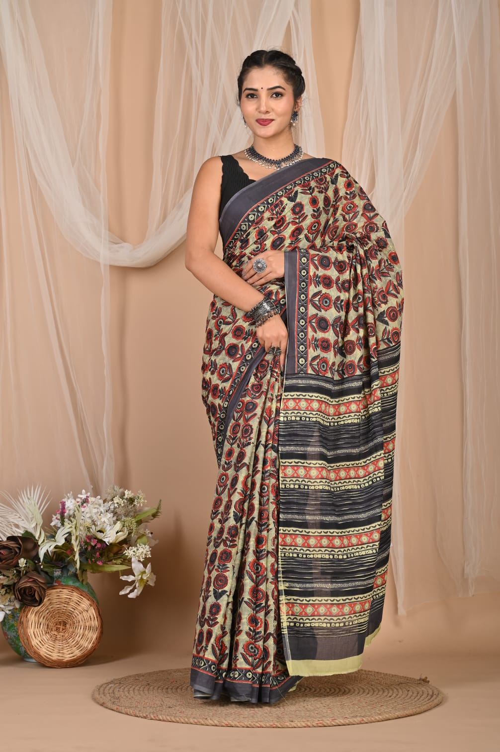Floral Story Mulmul Saree