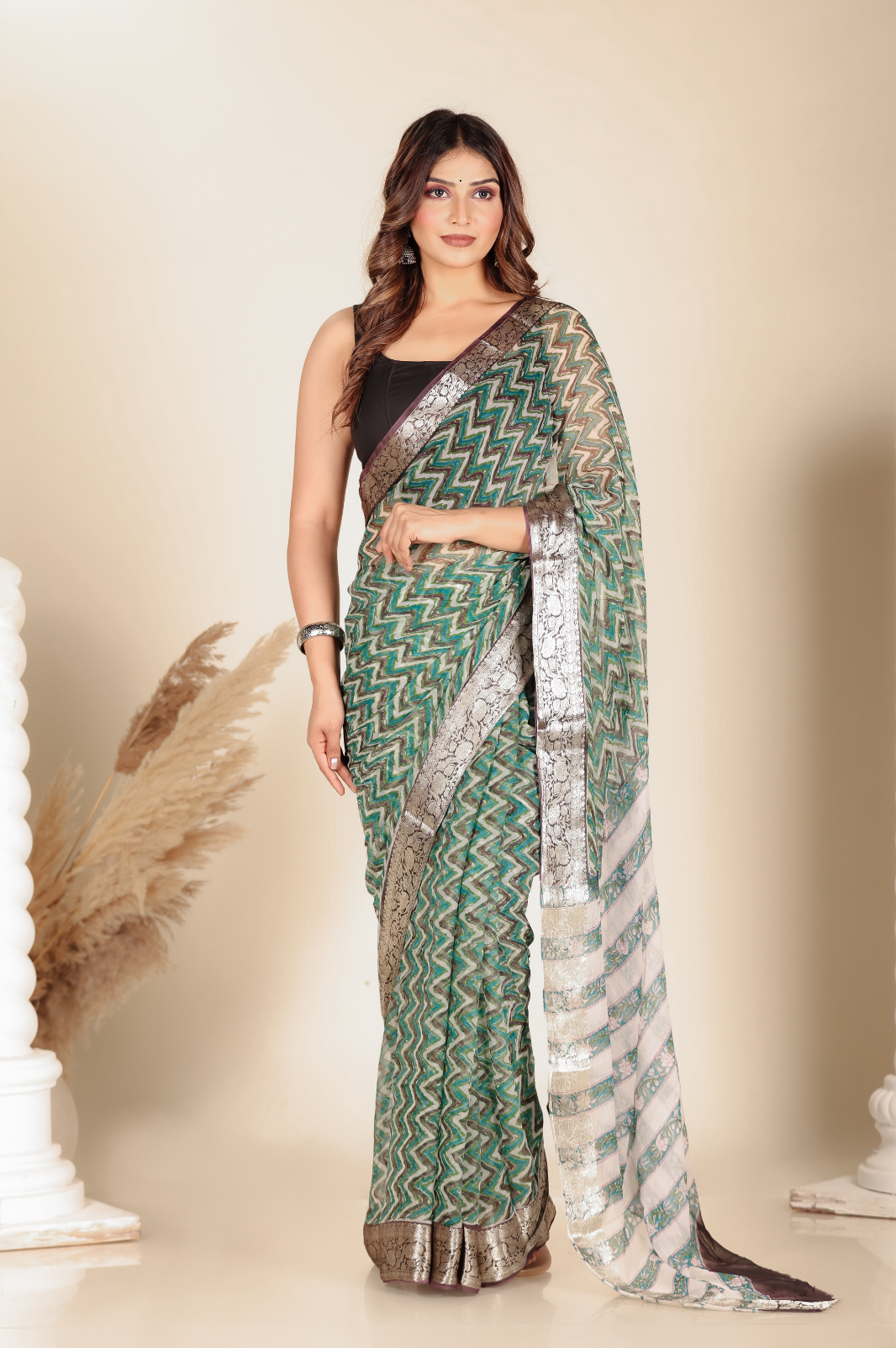 multicolor Chiffon saree