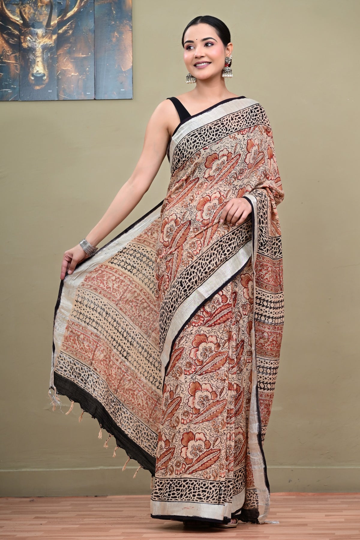 Mitti Gulab linen cotton saree