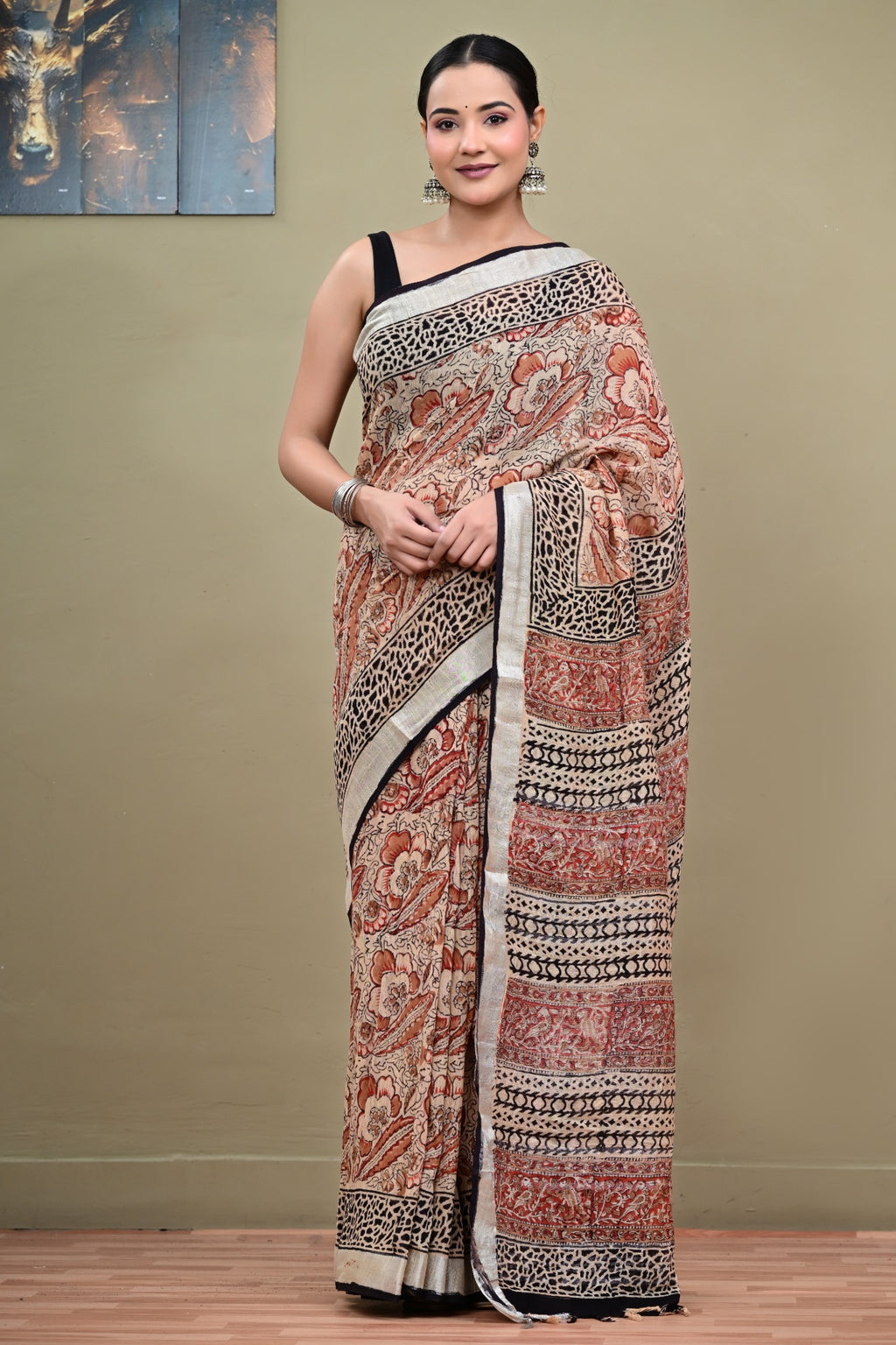 Mitti Gulab printed pallu