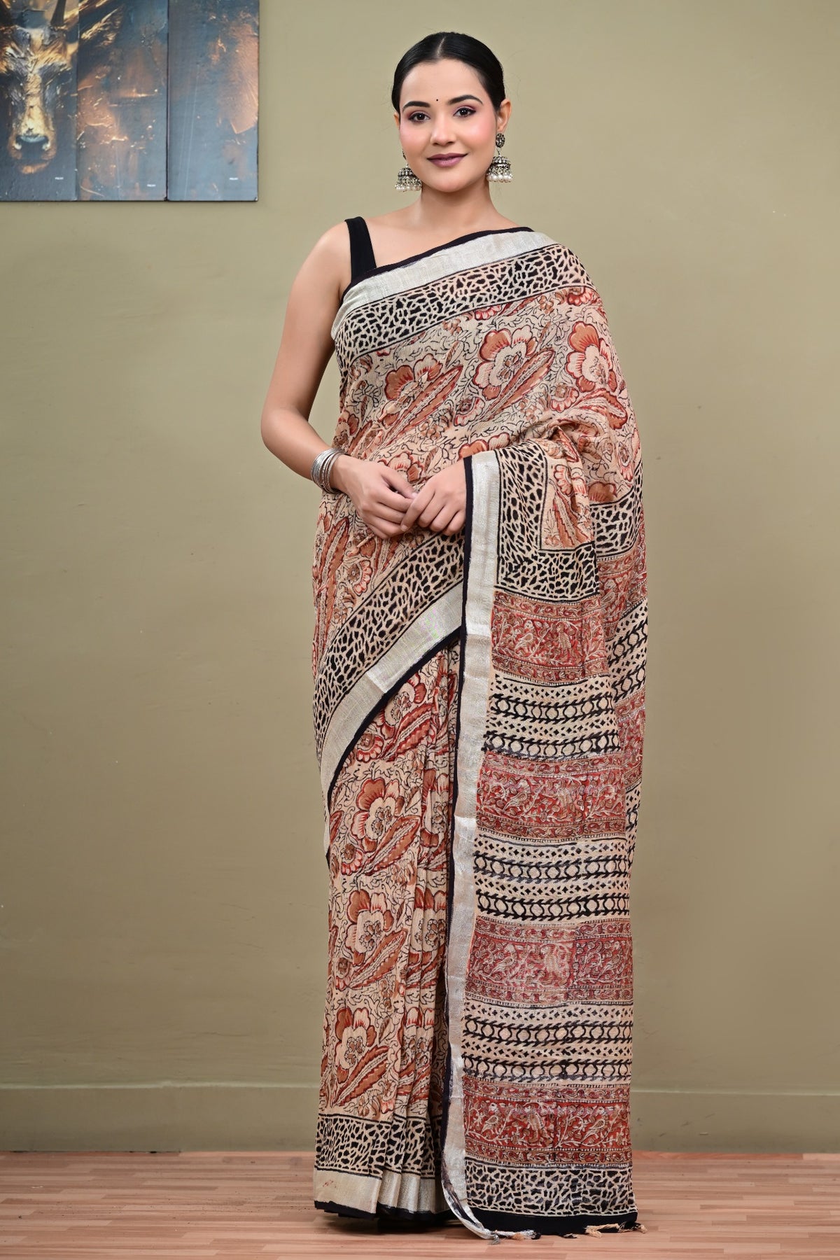 Mitti Gulab printed pallu