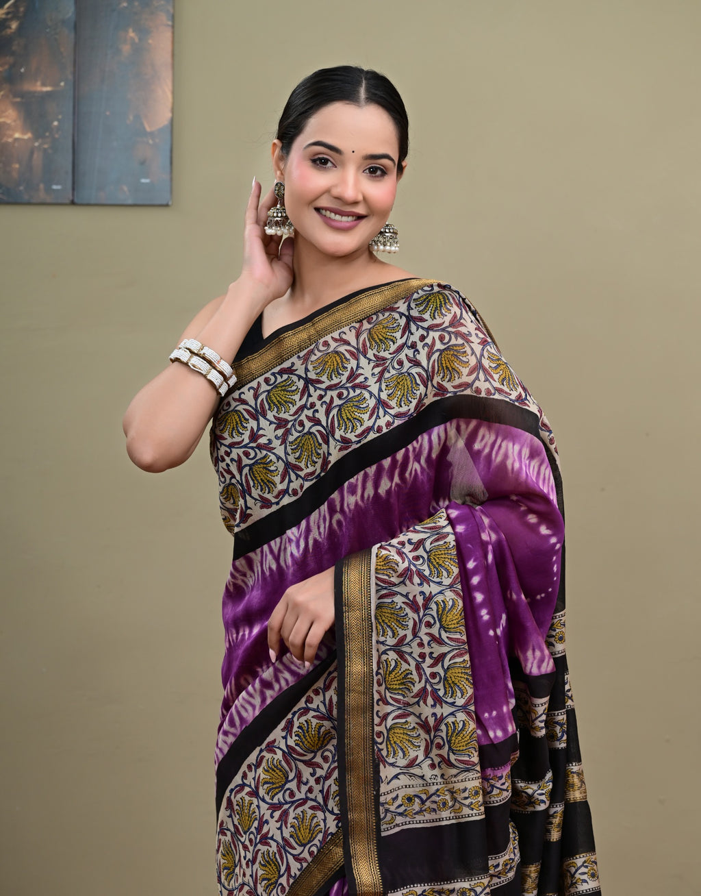 Meher Jamun Maheshwari saree close-up