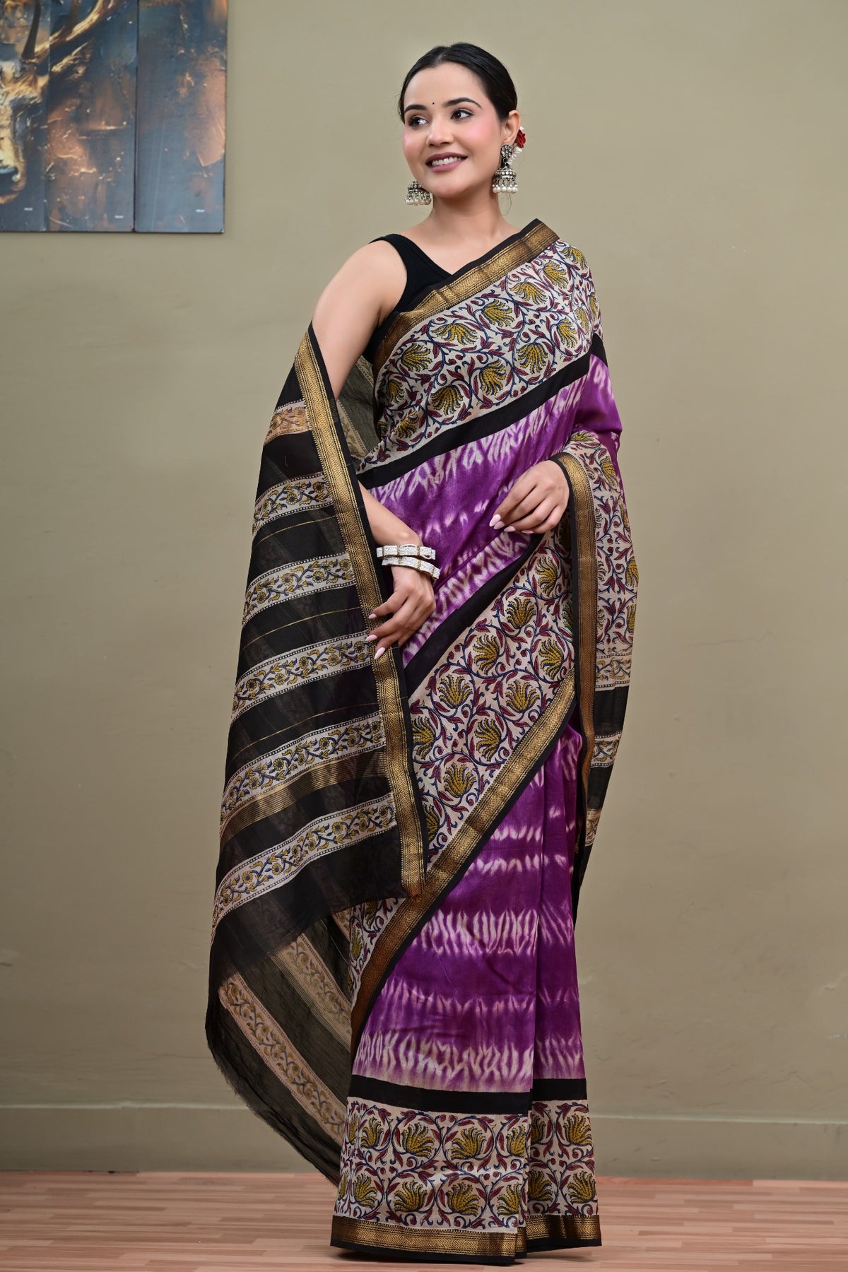 Meher Jamun Maheshwari saree full view