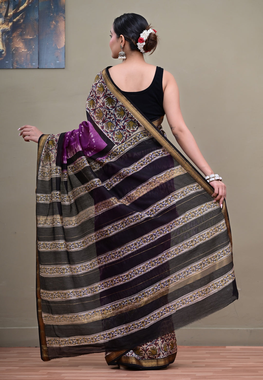 Meher Jamun Maheshwari saree pallu back view