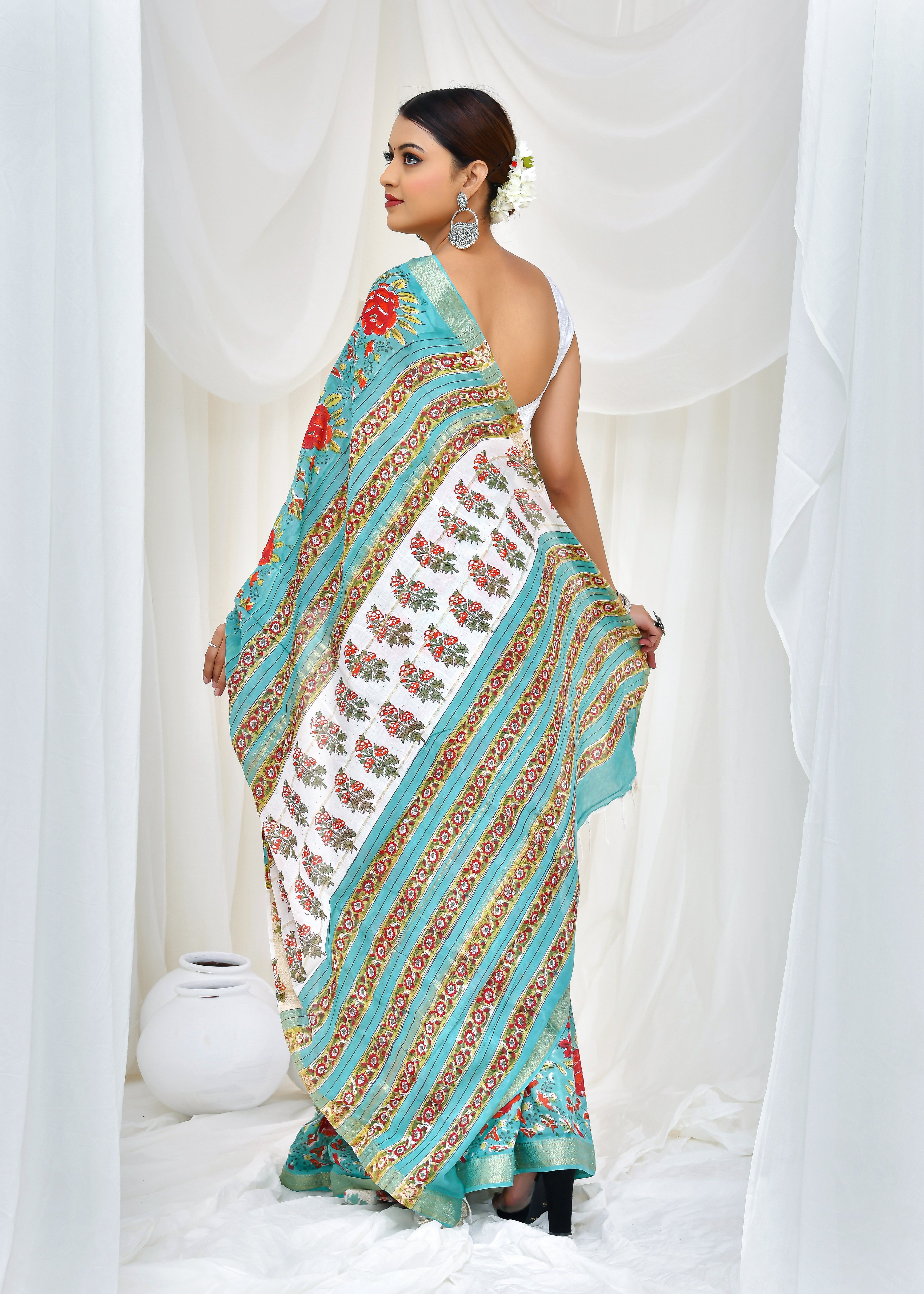 Emerald Rose Quartz Saree