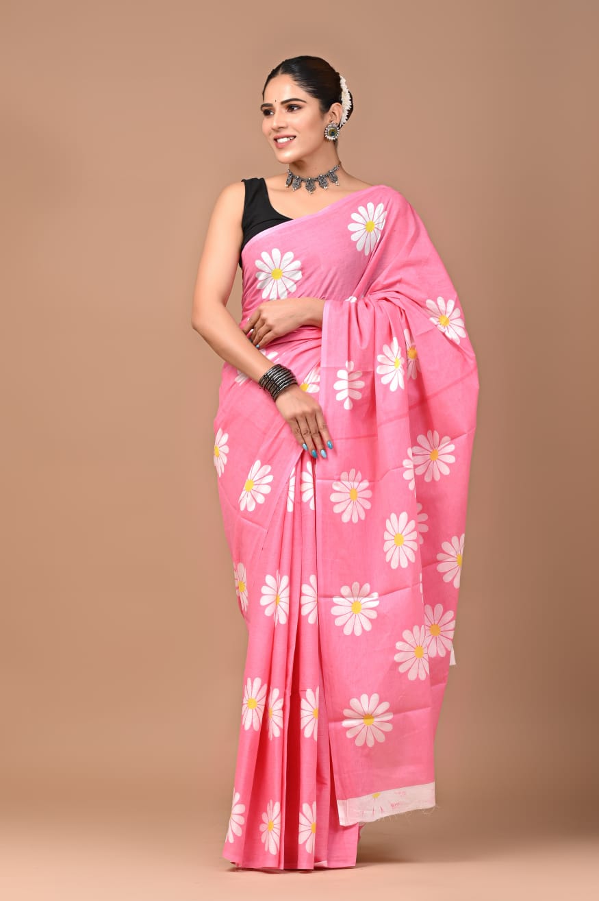 Pink Desire Mulmul Saree