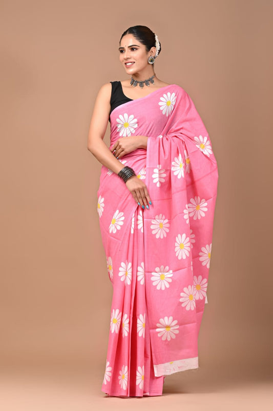 Pink Desire Mulmul Saree