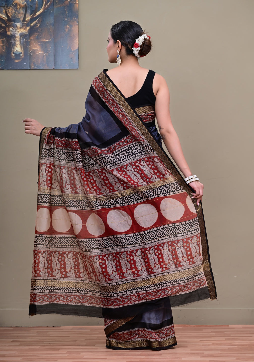 Shyam Katha Maheshwari saree back pallu view